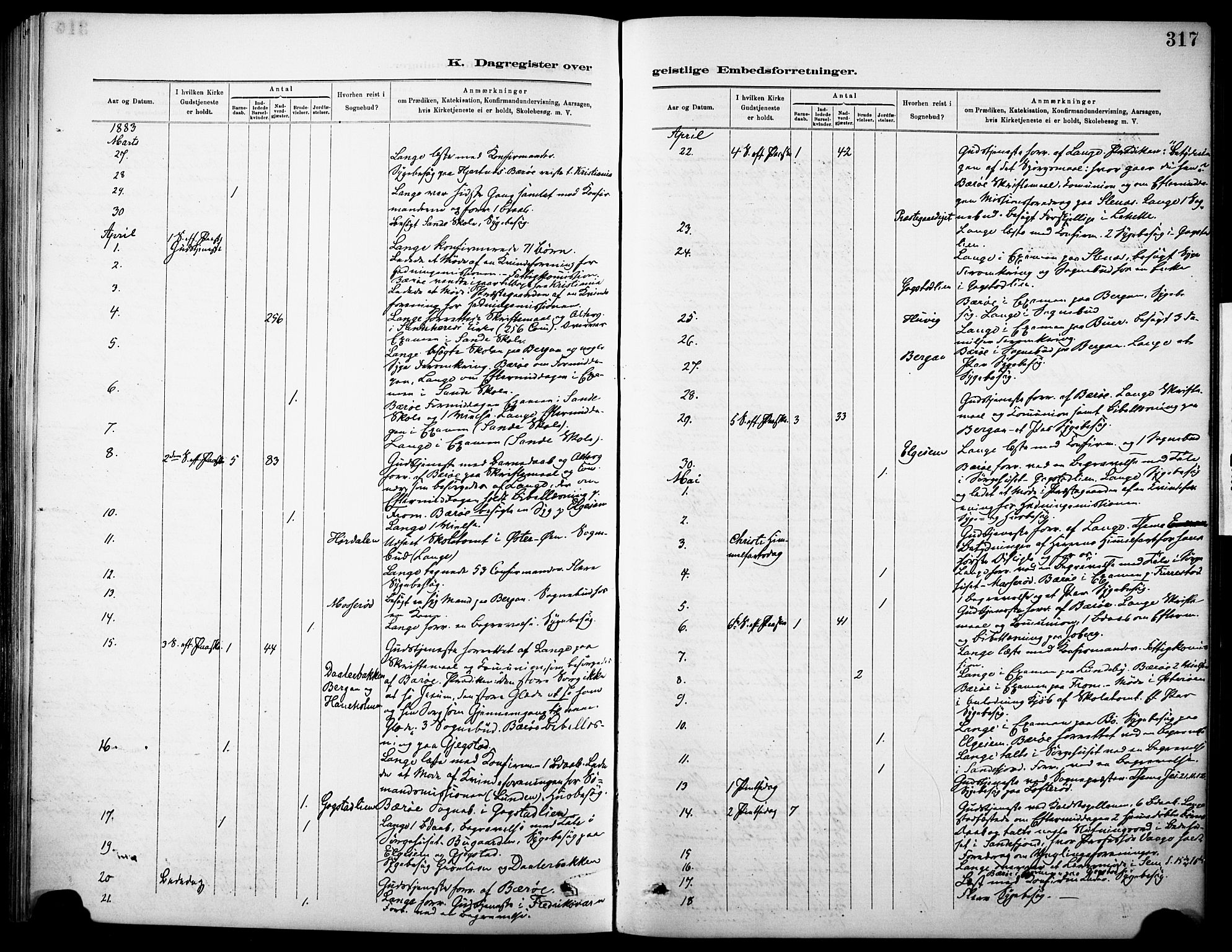 Sandar kirkebøker, AV/SAKO-A-243/F/Fa/L0013: Parish register (official) no. 13, 1883-1895, p. 317