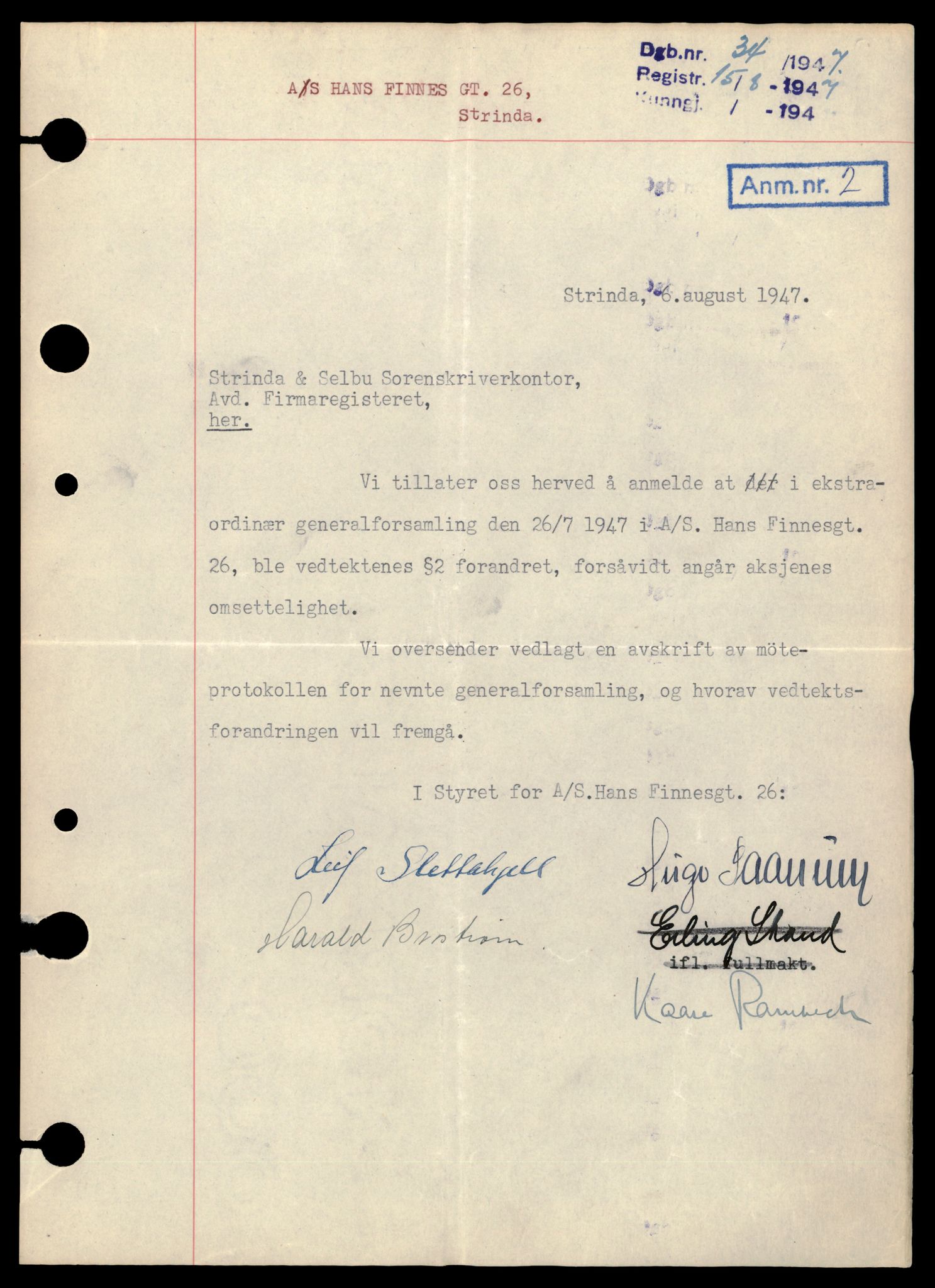 Trondheim byfogd, AV/SAT-A-0003/2/J/Jd/Jdd/L0021: Aksjeselskap, Ha-He, 1944-1990, p. 5