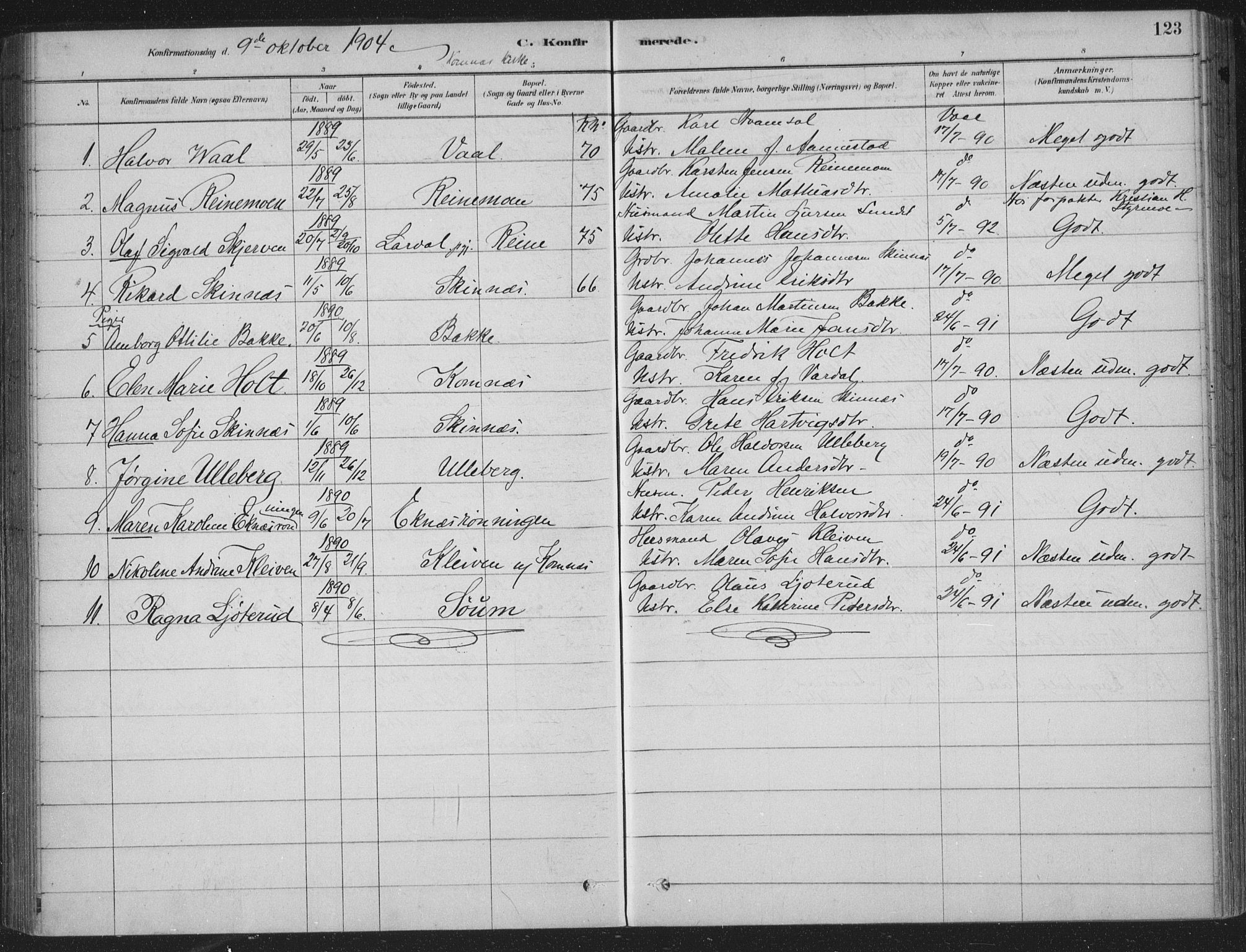 Sandsvær kirkebøker, AV/SAKO-A-244/F/Fe/L0001: Parish register (official) no. V 1, 1878-1936, p. 123