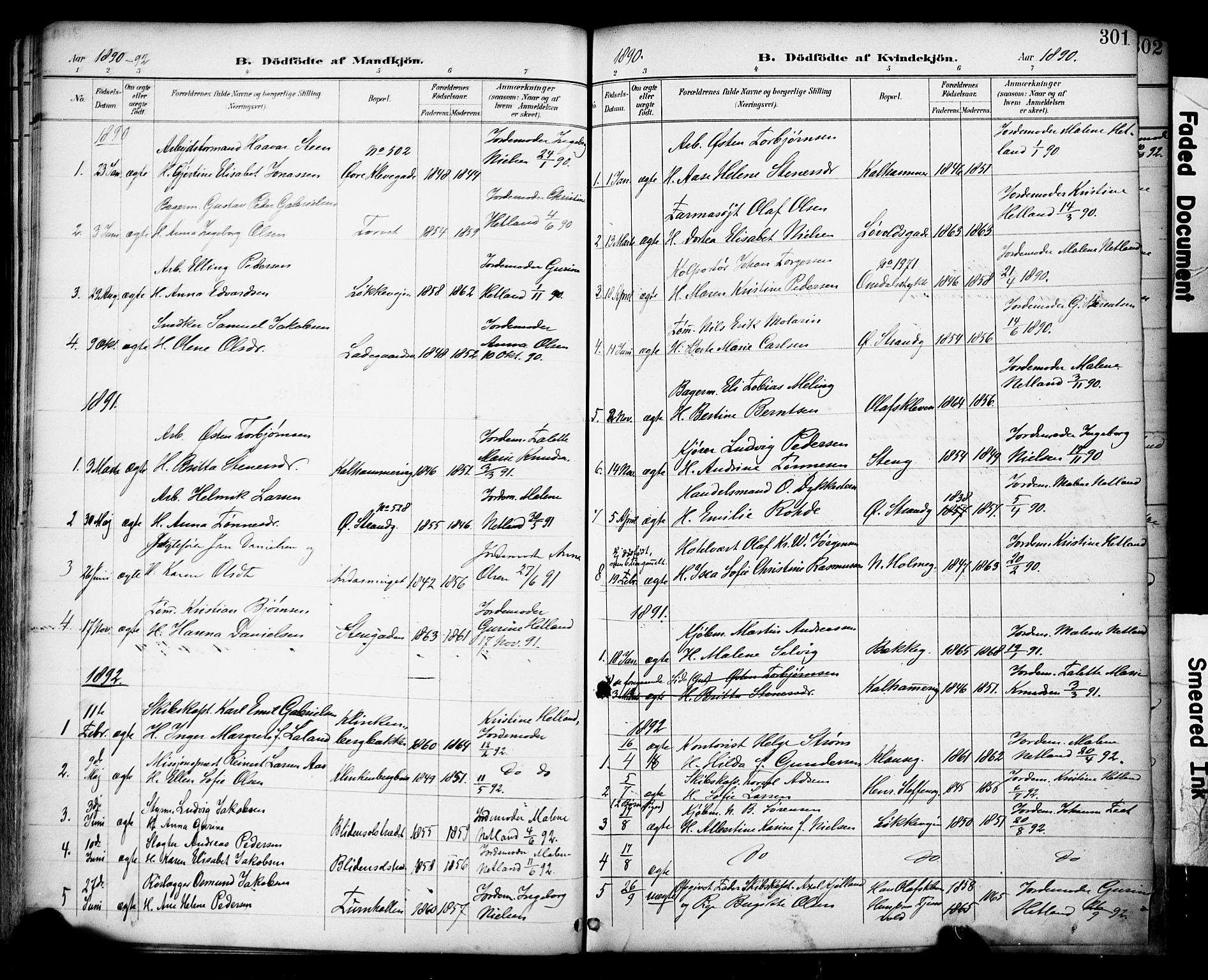 Domkirken sokneprestkontor, SAST/A-101812/001/30/30BA/L0030: Parish register (official) no. A 29, 1889-1902, p. 301