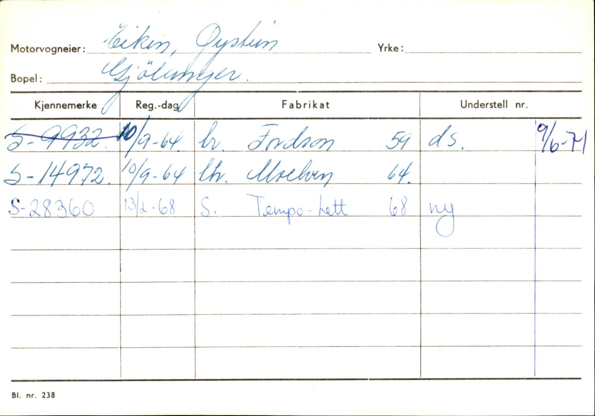 Statens vegvesen, Sogn og Fjordane vegkontor, AV/SAB-A-5301/4/F/L0125: Eigarregister Sogndal V-Å. Aurland A-Å. Fjaler A-N, 1945-1975, p. 1577