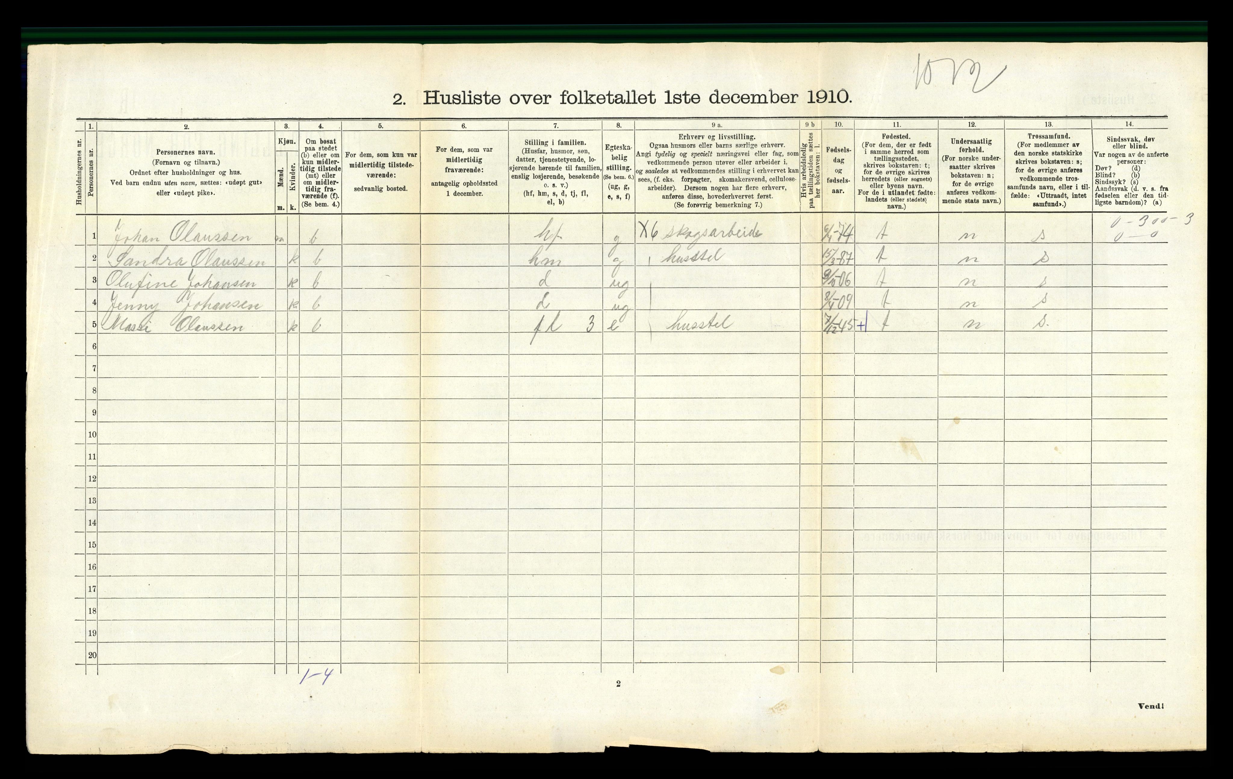 RA, 1910 census for Tjøtta, 1910, p. 374