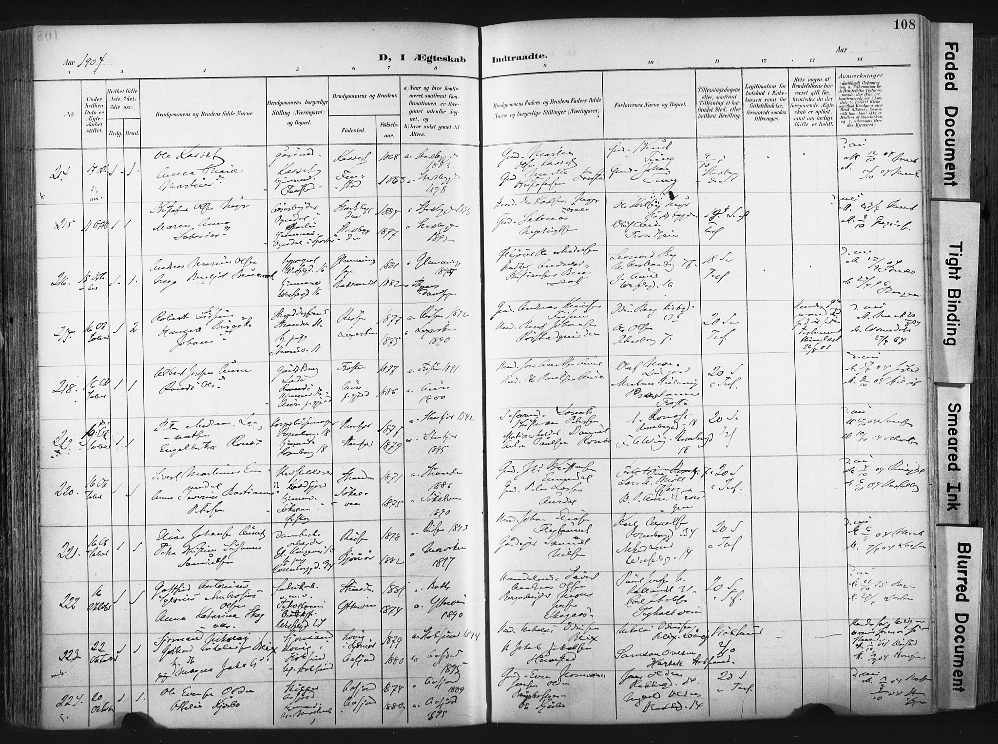 Ministerialprotokoller, klokkerbøker og fødselsregistre - Sør-Trøndelag, SAT/A-1456/604/L0201: Parish register (official) no. 604A21, 1901-1911, p. 108