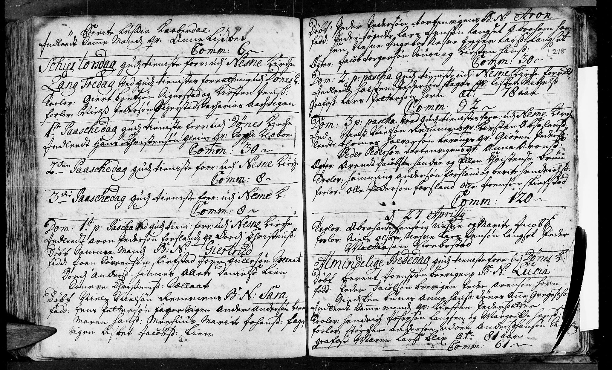 Ministerialprotokoller, klokkerbøker og fødselsregistre - Nordland, SAT/A-1459/838/L0542: Parish register (official) no. 838A01, 1704-1737, p. 218