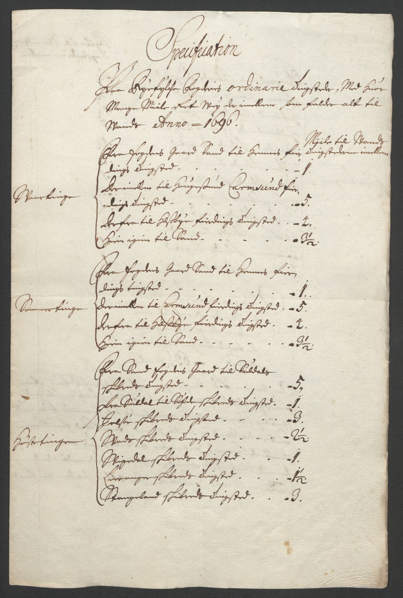 Rentekammeret inntil 1814, Reviderte regnskaper, Fogderegnskap, RA/EA-4092/R47/L2857: Fogderegnskap Ryfylke, 1694-1696, p. 309