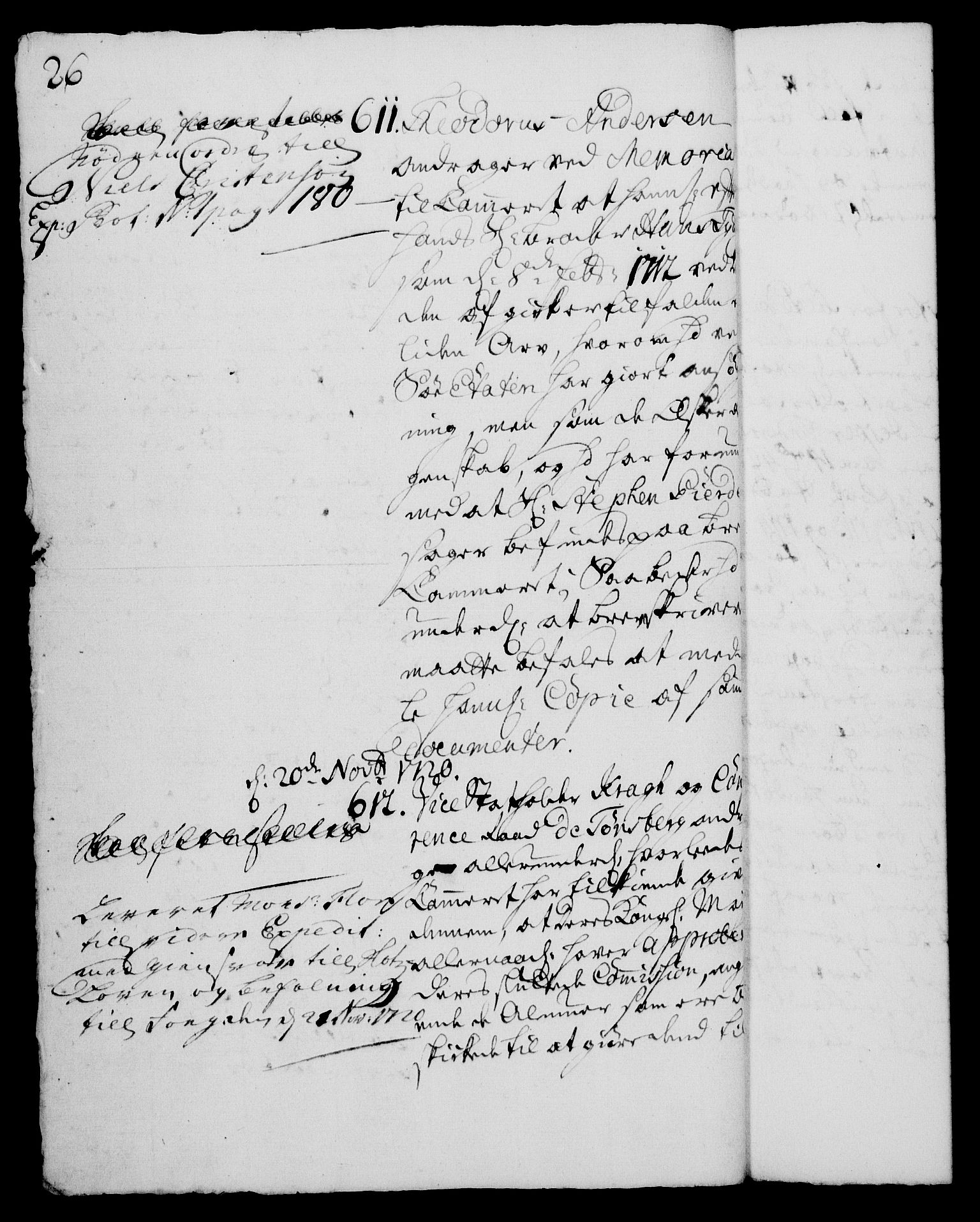 Rentekammeret, Kammerkanselliet, RA/EA-3111/G/Gh/Gha/L0003: Norsk ekstraktmemorialprotokoll, sak. 600-765 (merket RK 53.48), 1720-1721, p. 26