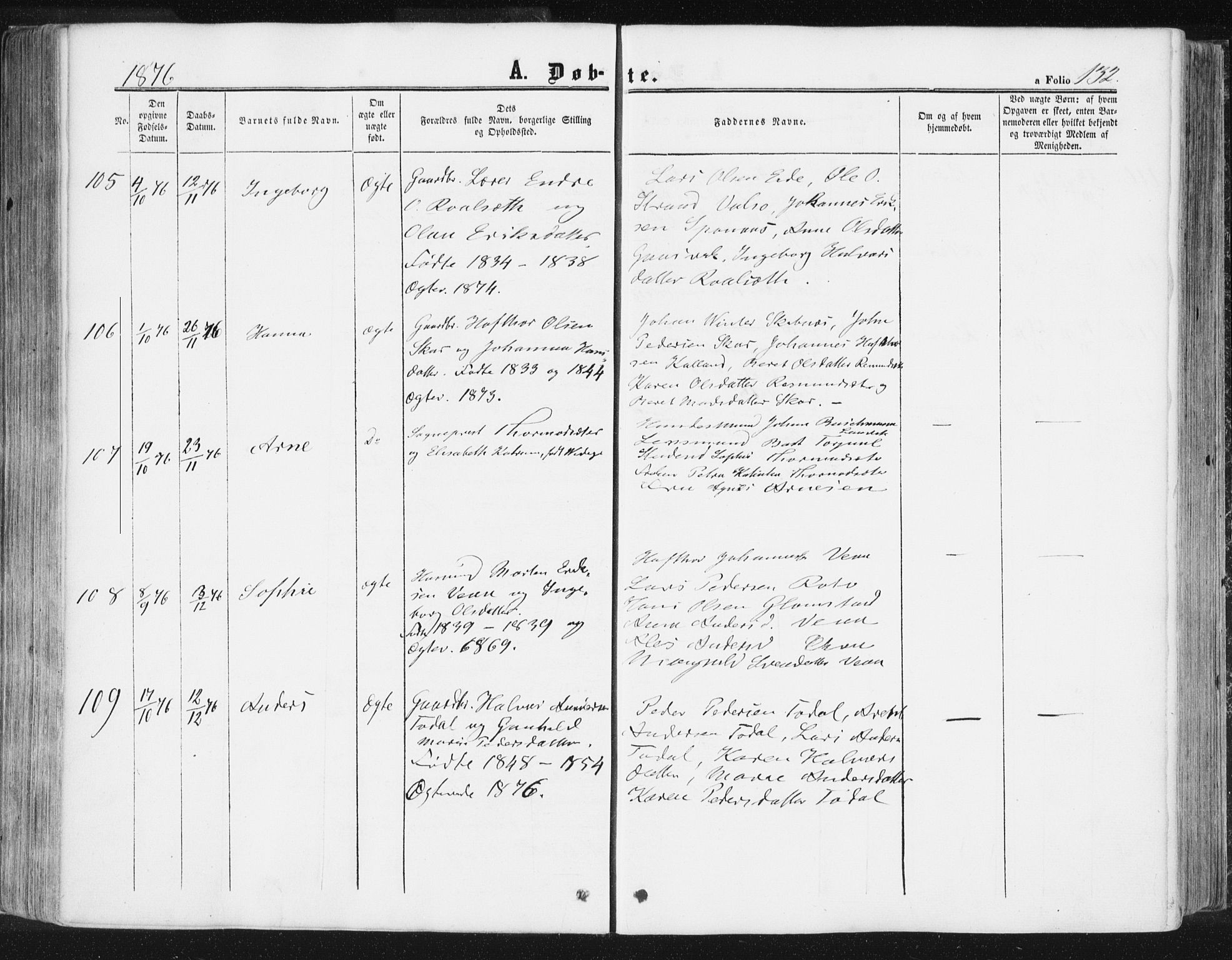 Ministerialprotokoller, klokkerbøker og fødselsregistre - Møre og Romsdal, AV/SAT-A-1454/578/L0905: Parish register (official) no. 578A04, 1859-1877, p. 132