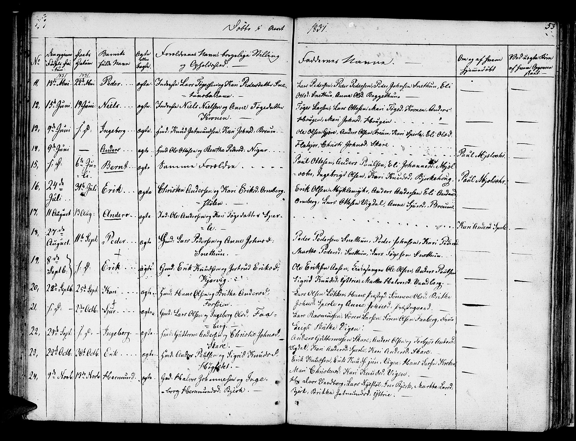 Jostedal sokneprestembete, AV/SAB-A-80601/H/Haa/Haaa/L0003: Parish register (official) no. A 3, 1807-1837, p. 53