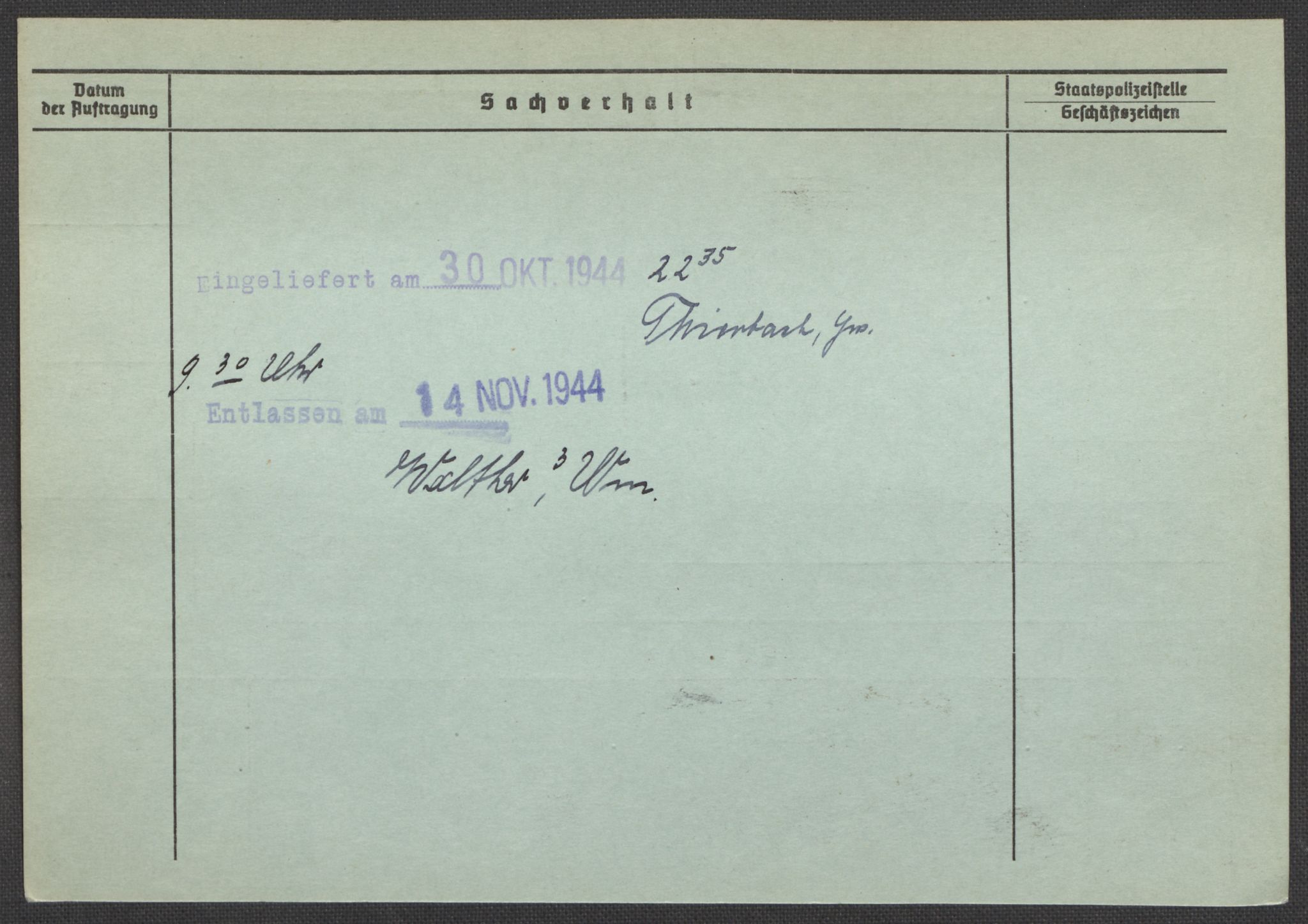 Befehlshaber der Sicherheitspolizei und des SD, AV/RA-RAFA-5969/E/Ea/Eaa/L0006: Register over norske fanger i Møllergata 19: Kj-Lund, 1940-1945, p. 1268