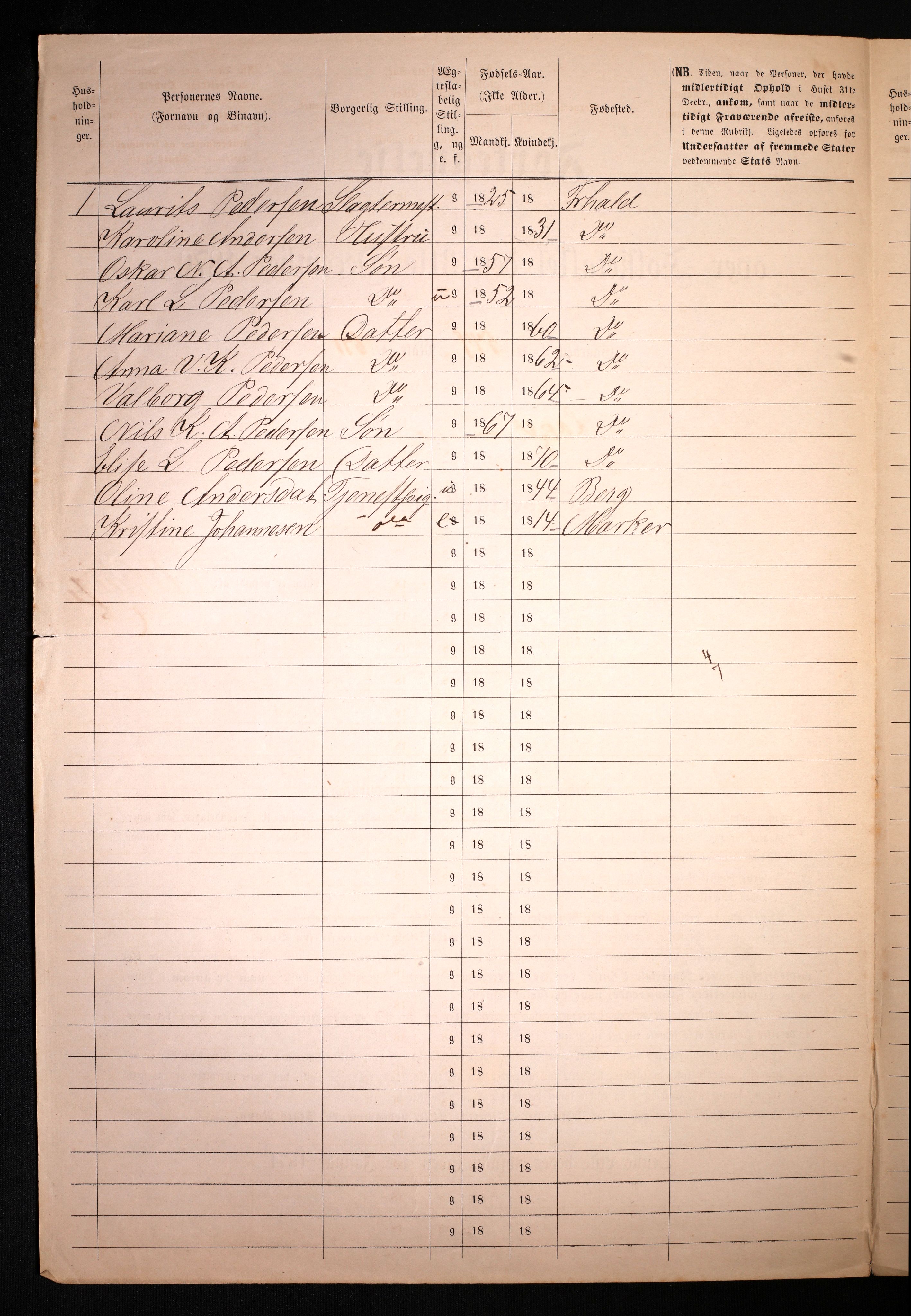 RA, 1870 census for 0101 Fredrikshald, 1870, p. 2240