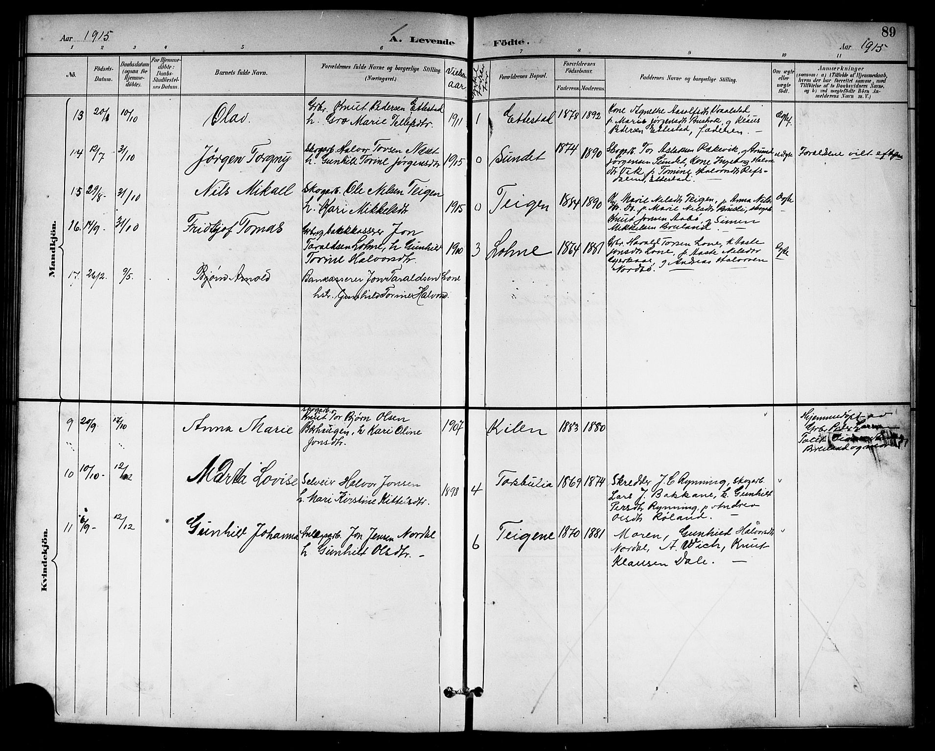 Drangedal kirkebøker, AV/SAKO-A-258/G/Gb/L0002: Parish register (copy) no. II 2, 1895-1918, p. 89