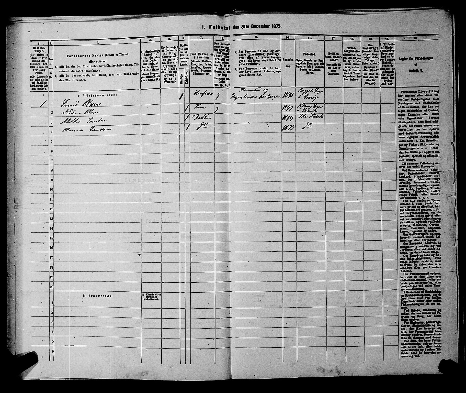 RA, 1875 census for 0117P Idd, 1875, p. 1111