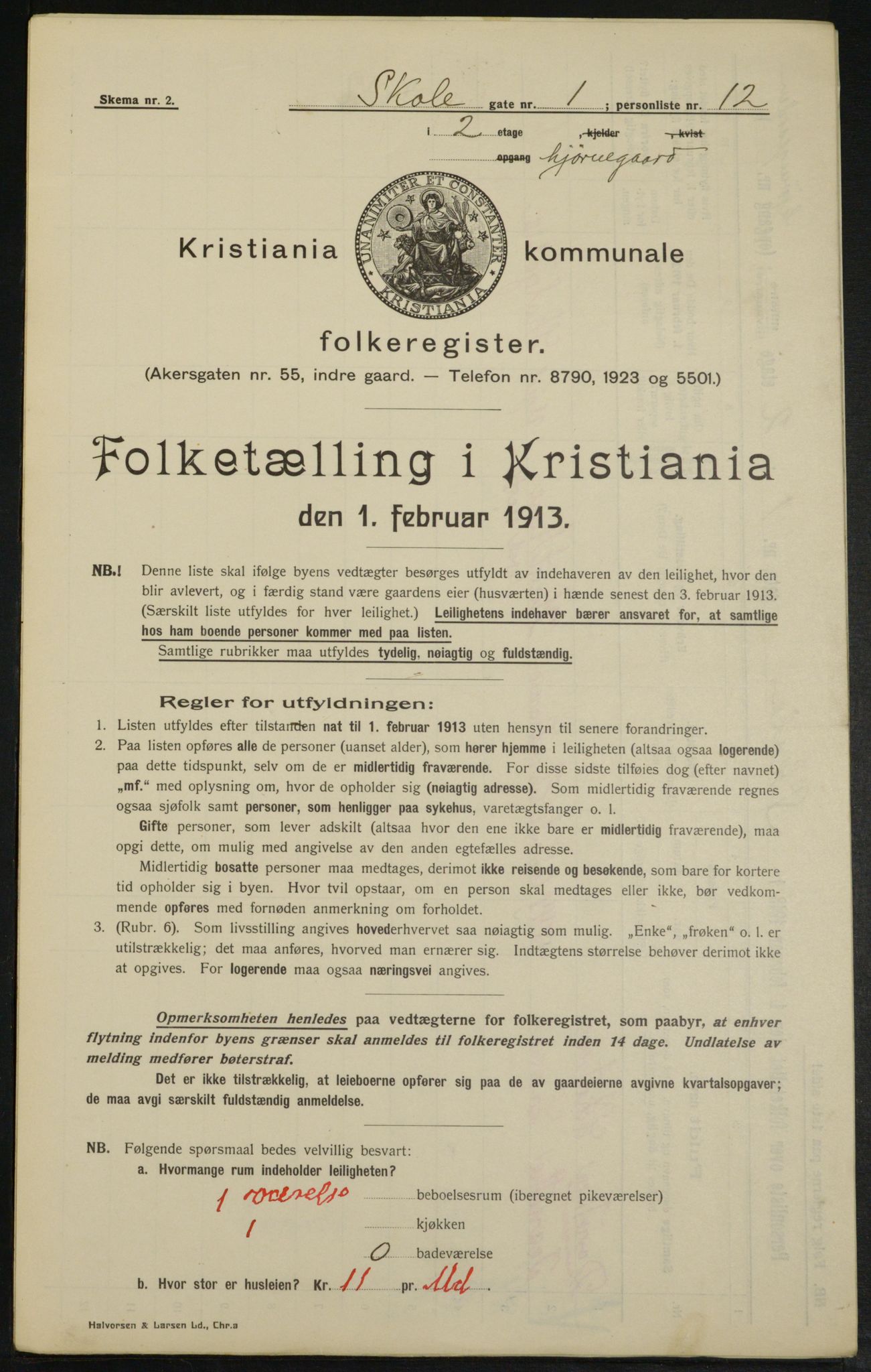 OBA, Municipal Census 1913 for Kristiania, 1913, p. 96215