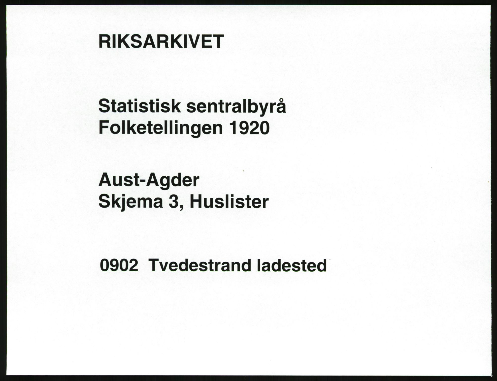 SAK, 1920 census for Tvedestrand, 1920, p. 19