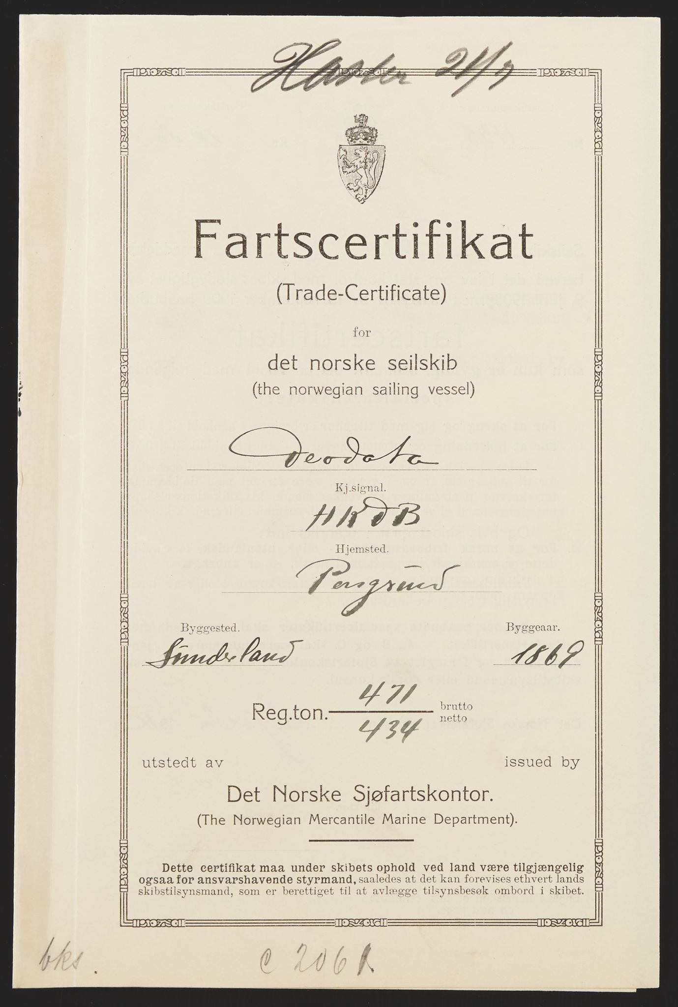 Sjøfartsdirektoratet med forløpere, skipsmapper slettede skip, AV/RA-S-4998/F/Fa/L0237: --, 1847-1934, p. 684