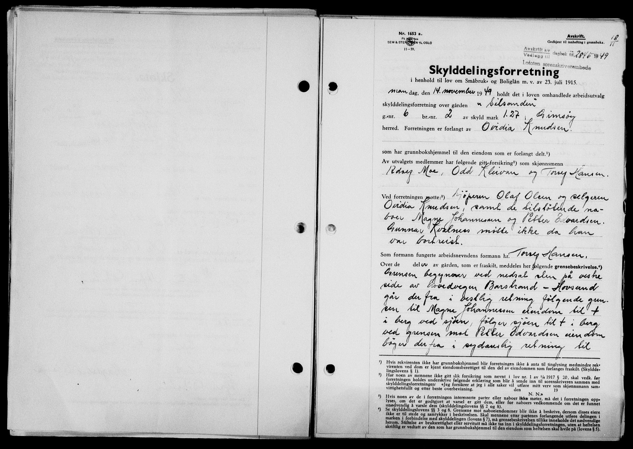 Lofoten sorenskriveri, SAT/A-0017/1/2/2C/L0022a: Mortgage book no. 22a, 1949-1950, Diary no: : 2845/1949