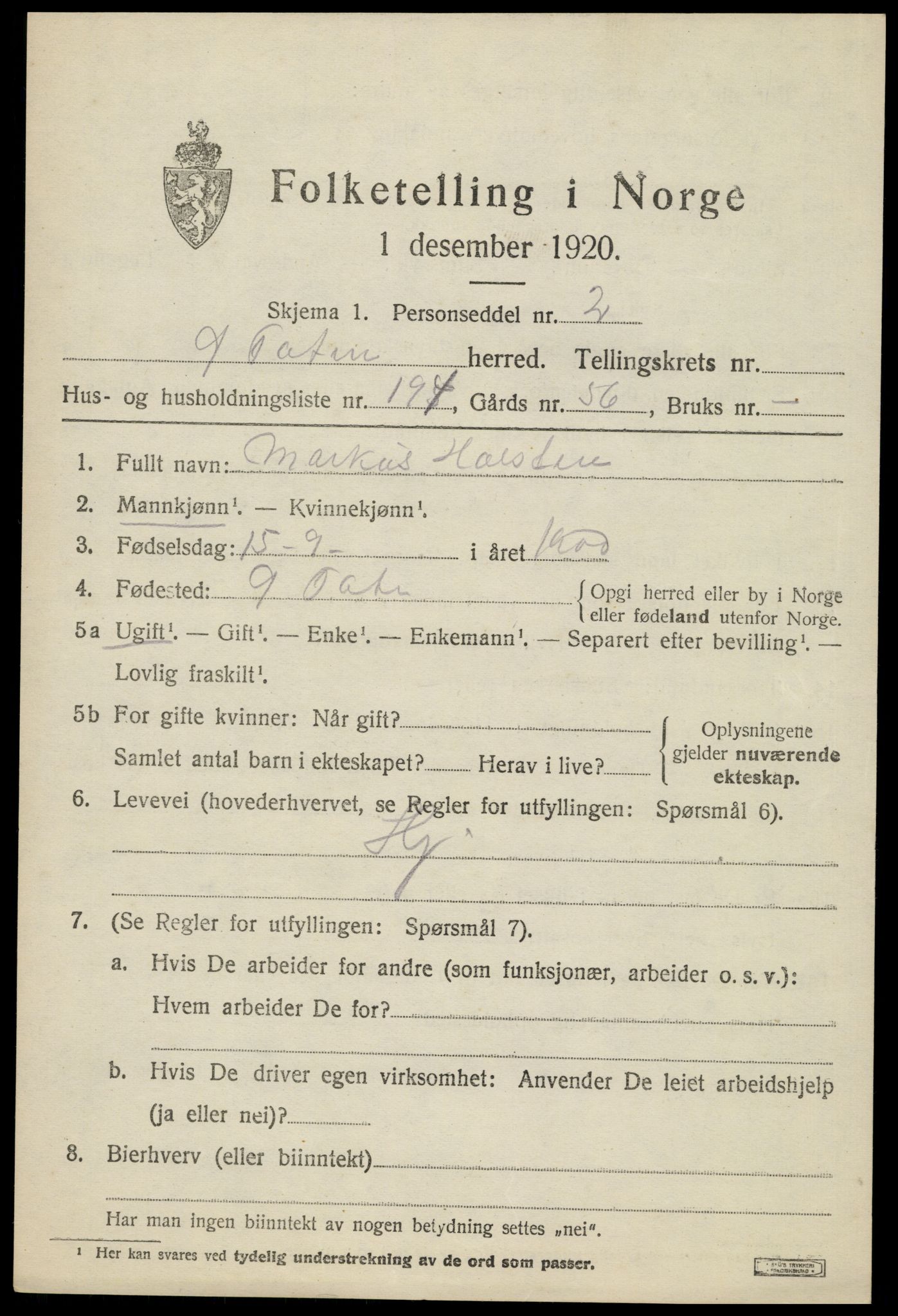 SAH, 1920 census for Østre Toten, 1920, p. 10792