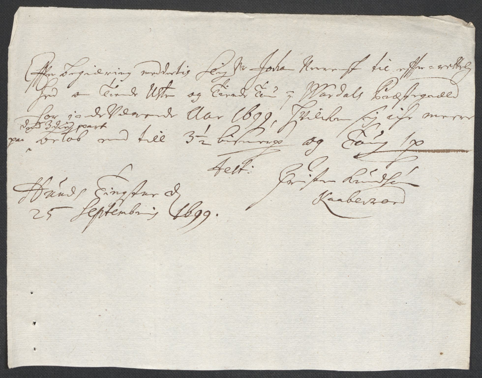 Rentekammeret inntil 1814, Reviderte regnskaper, Fogderegnskap, AV/RA-EA-4092/R18/L1297: Fogderegnskap Hadeland, Toten og Valdres, 1699, p. 309