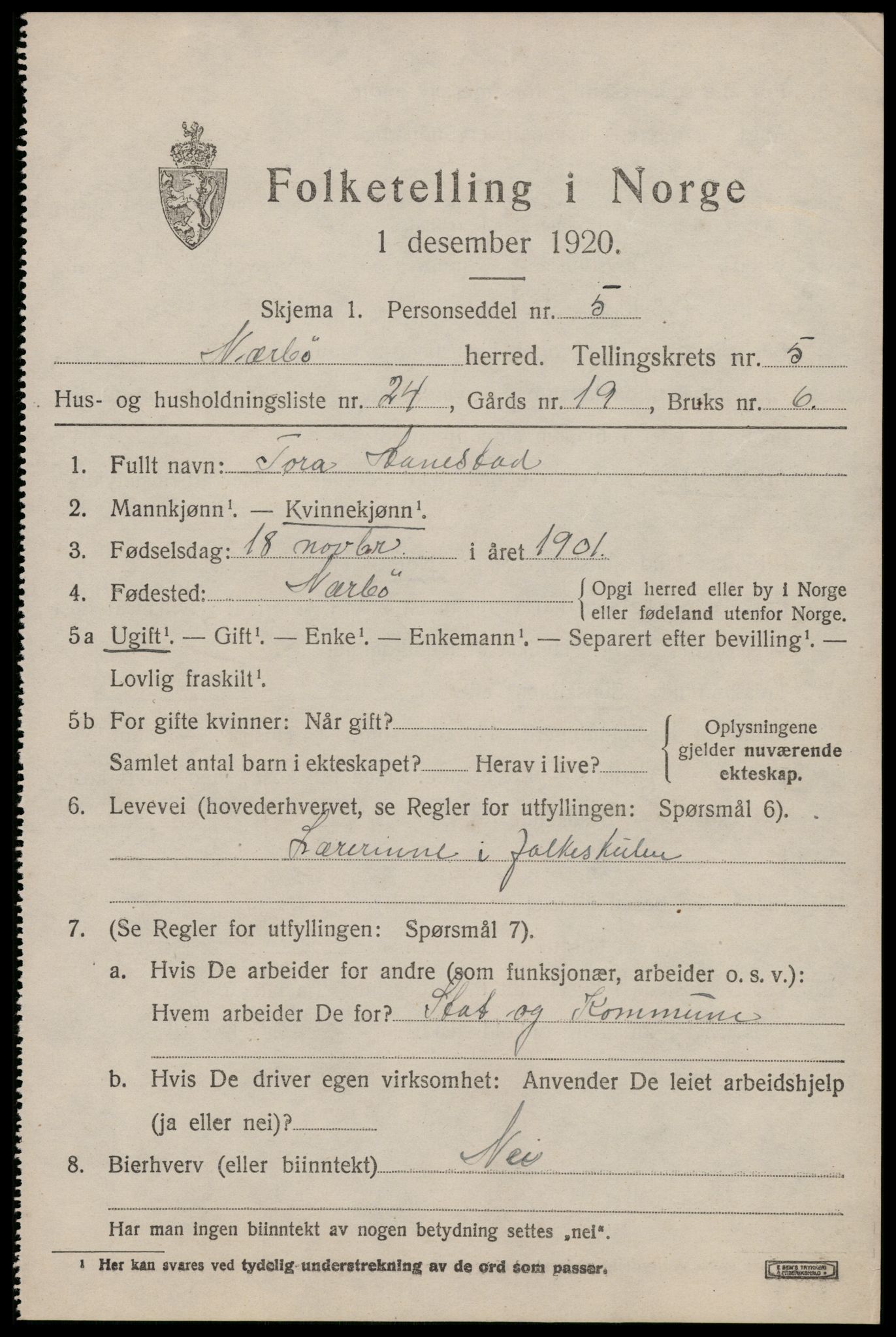 SAST, 1920 census for Nærbø, 1920, p. 3591