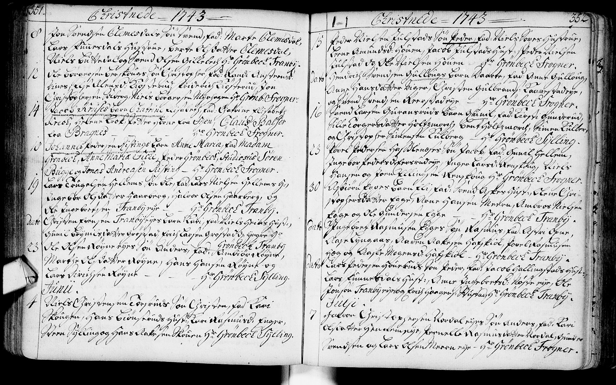 Lier kirkebøker, AV/SAKO-A-230/F/Fa/L0003: Parish register (official) no. I 3, 1727-1748, p. 351-352