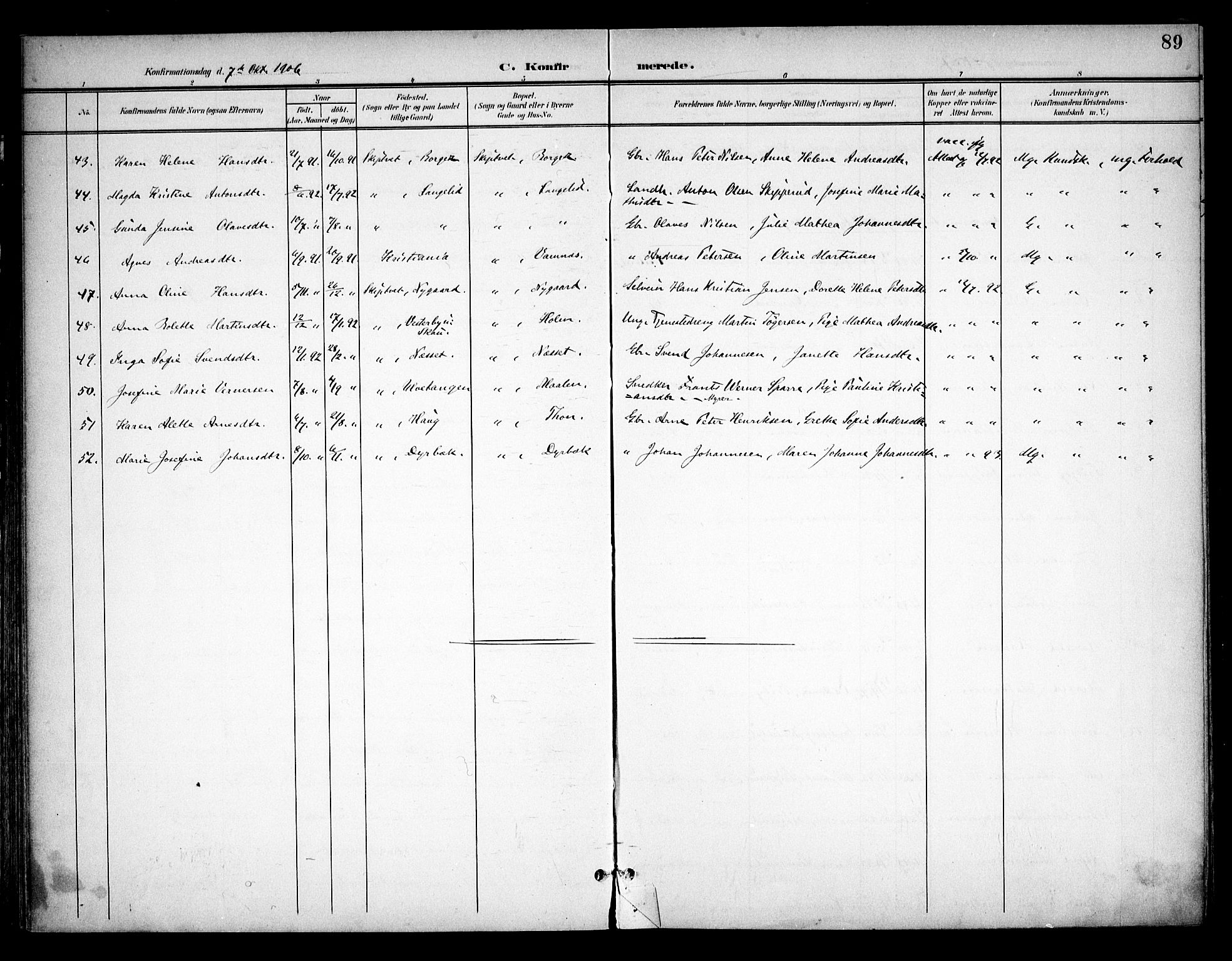 Skiptvet prestekontor Kirkebøker, AV/SAO-A-20009/F/Fa/L0011: Parish register (official) no. 11, 1901-1913, p. 89