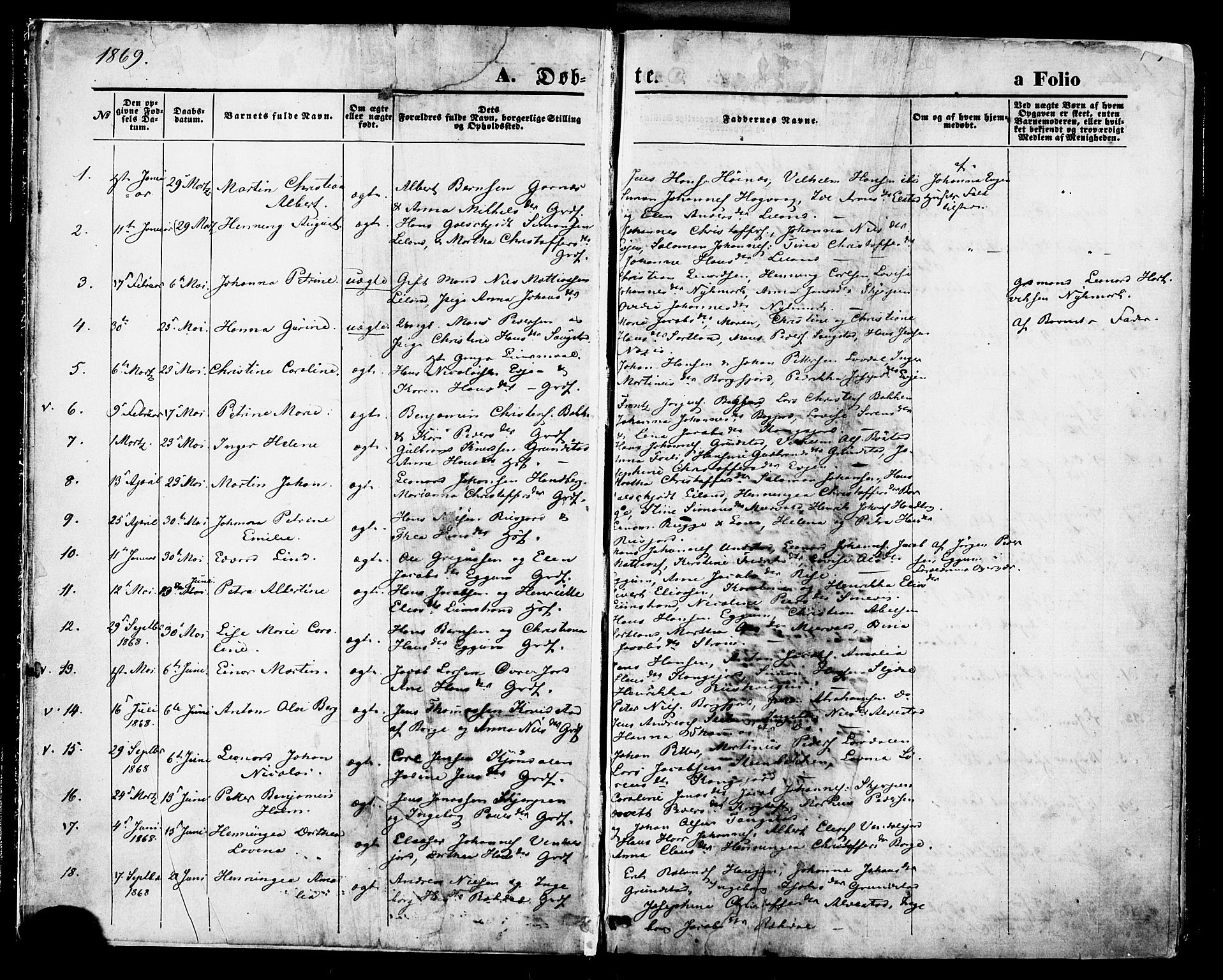 Ministerialprotokoller, klokkerbøker og fødselsregistre - Nordland, SAT/A-1459/880/L1132: Parish register (official) no. 880A06, 1869-1887, p. 1