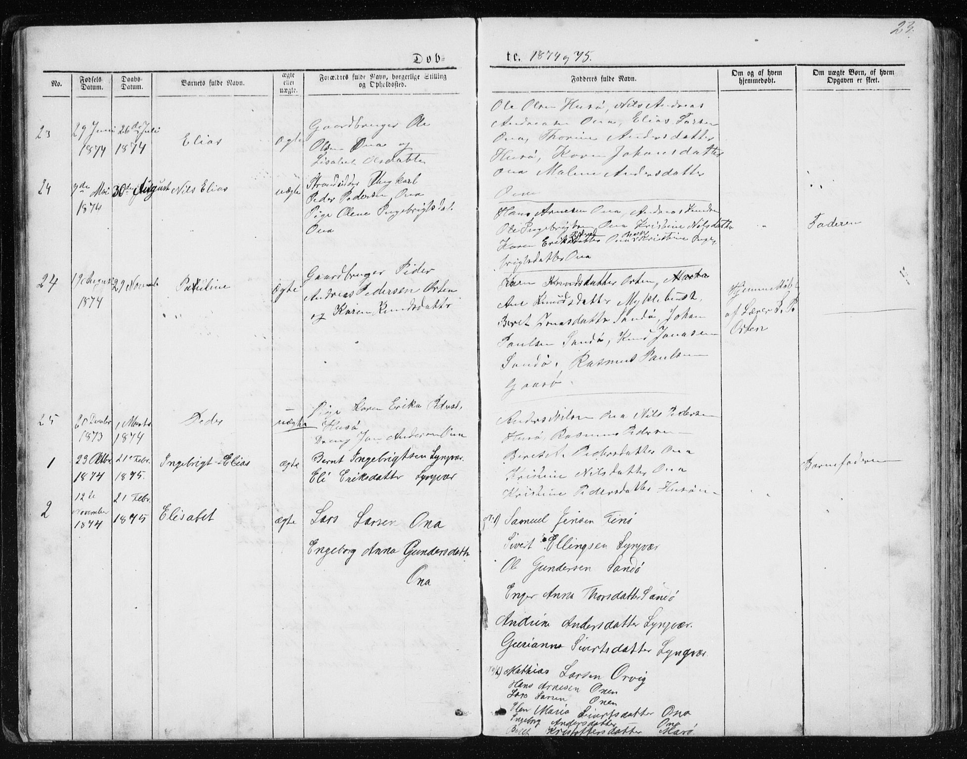 Ministerialprotokoller, klokkerbøker og fødselsregistre - Møre og Romsdal, SAT/A-1454/561/L0732: Parish register (copy) no. 561C02, 1867-1900, p. 23
