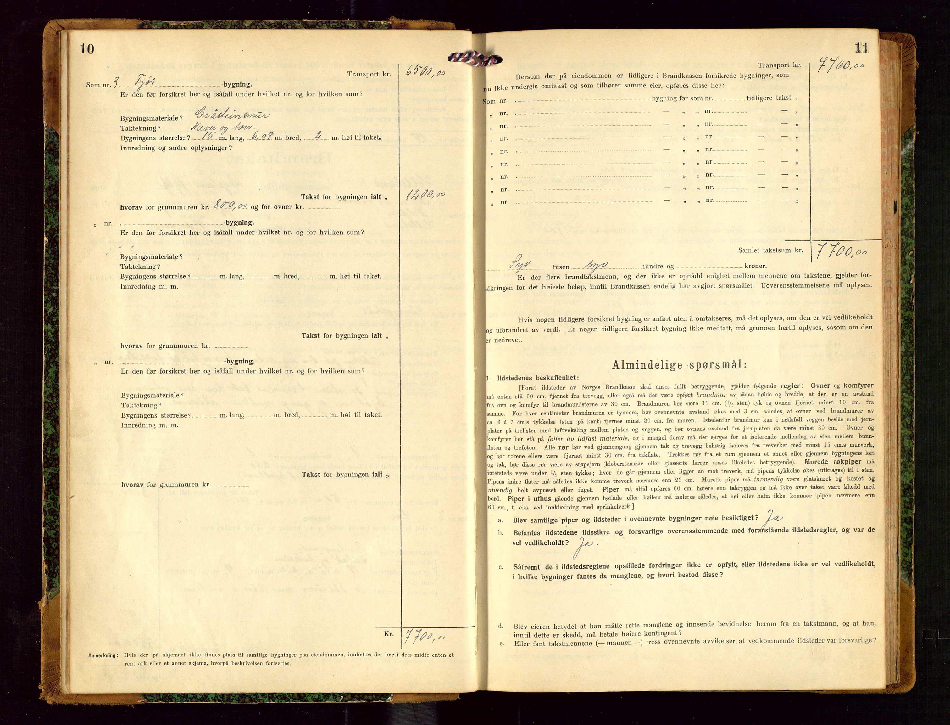 Helleland lensmannskontor, AV/SAST-A-100209/Gob/L0002: "Brandtakstprotokoll", 1921-1930, p. 10-11