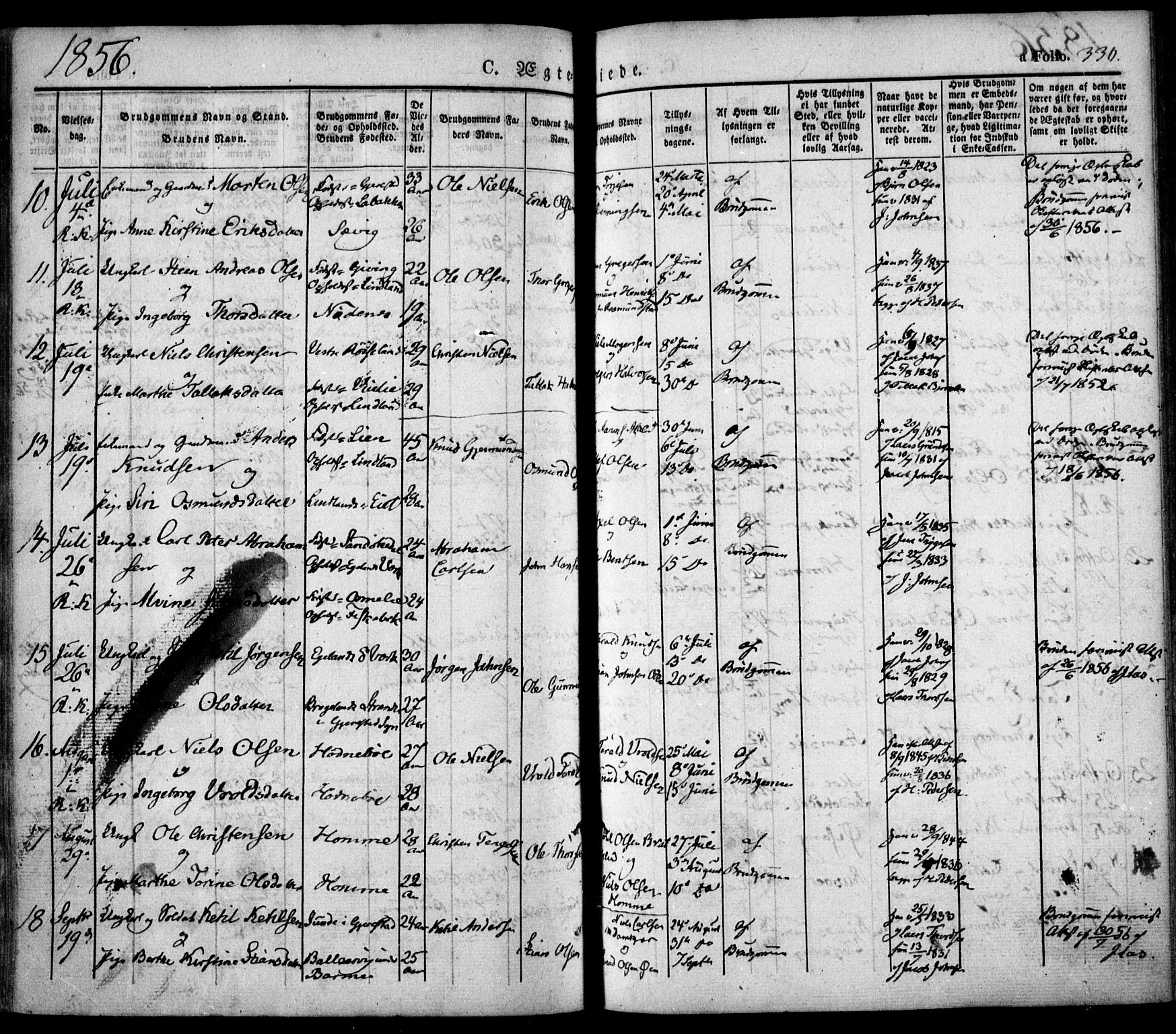 Søndeled sokneprestkontor, AV/SAK-1111-0038/F/Fa/L0002: Parish register (official) no. A 2, 1839-1860, p. 330