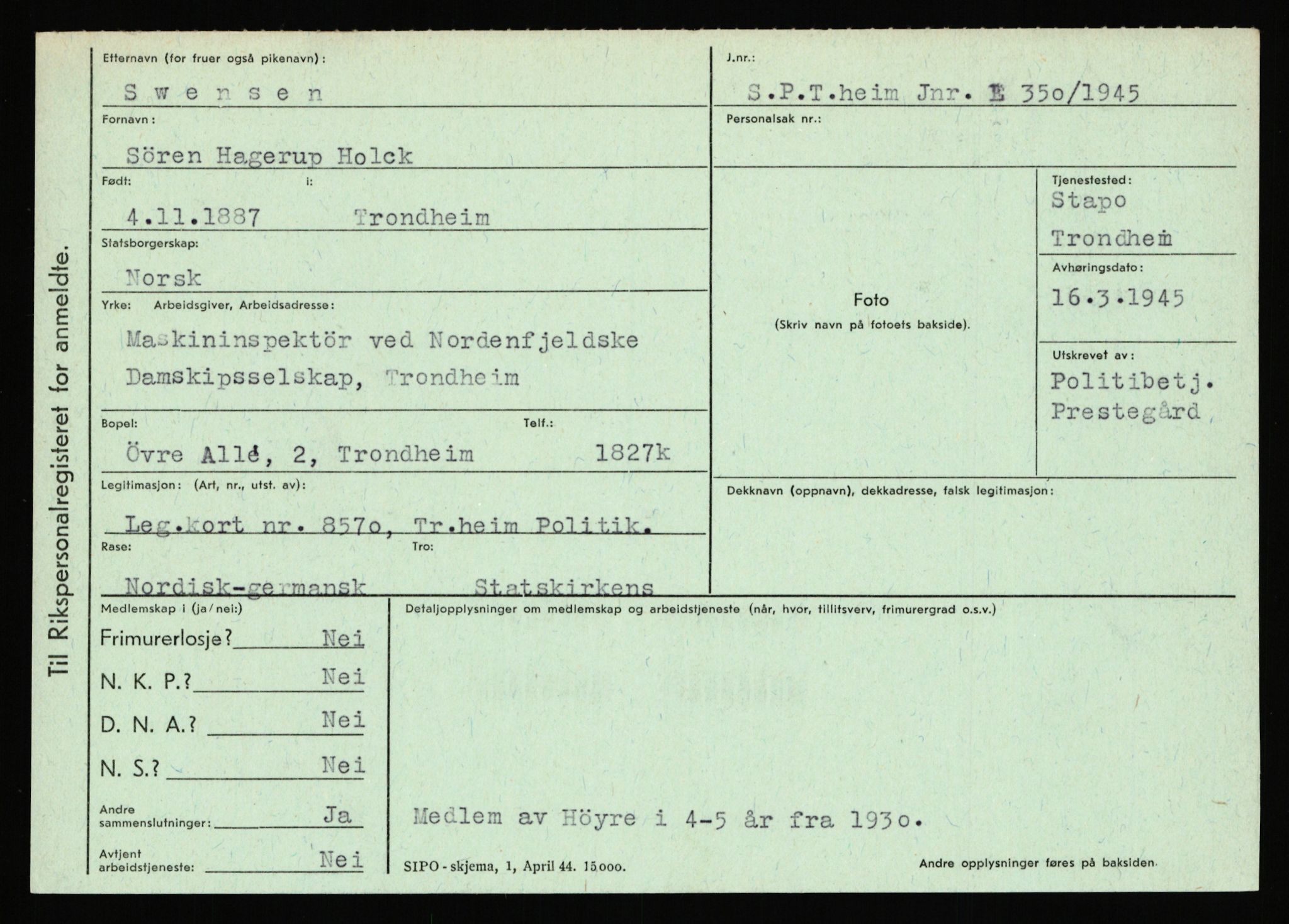 Statspolitiet - Hovedkontoret / Osloavdelingen, AV/RA-S-1329/C/Ca/L0015: Svea - Tøsse, 1943-1945, p. 617