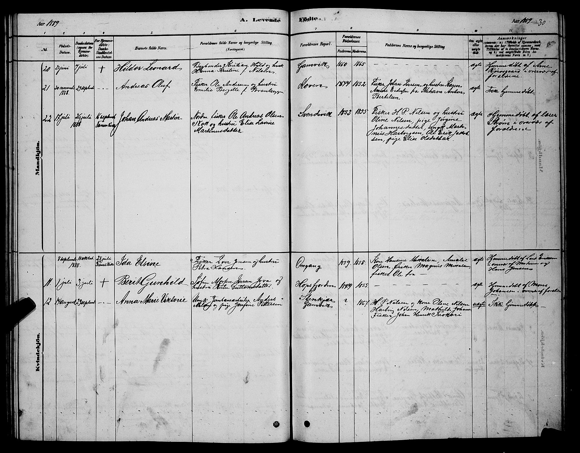 Tana sokneprestkontor, SATØ/S-1334/H/Hb/L0005klokker: Parish register (copy) no. 5, 1878-1891, p. 30