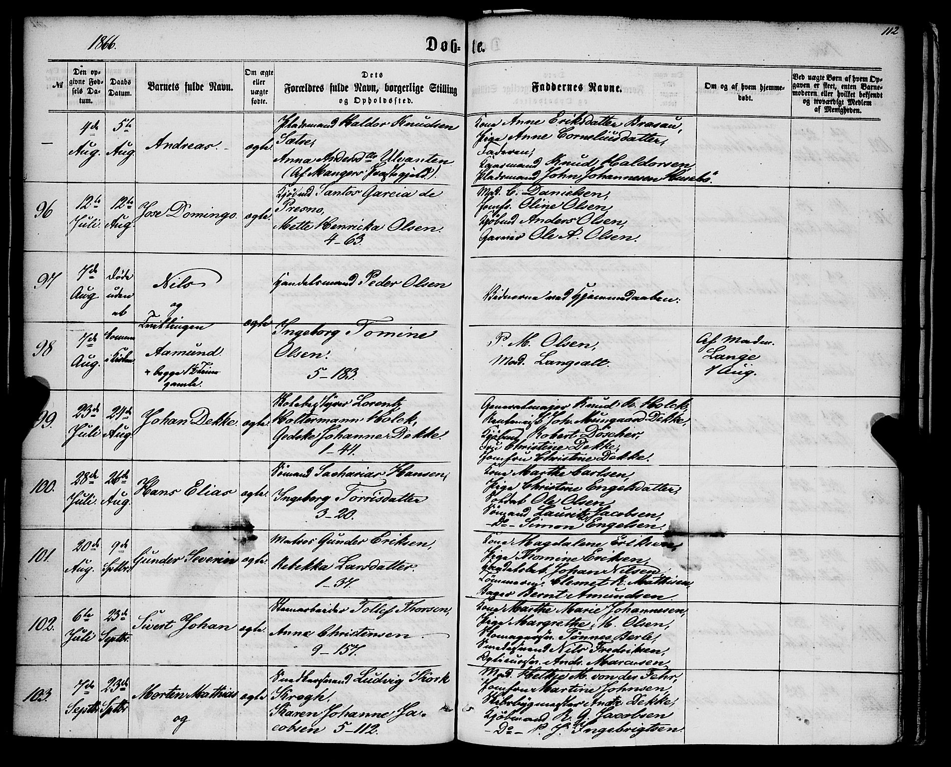 Nykirken Sokneprestembete, SAB/A-77101/H/Haa/L0015: Parish register (official) no. B 2, 1858-1869, p. 112