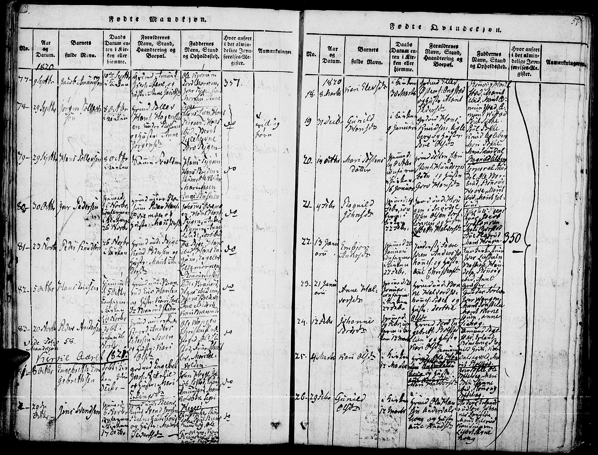 Fron prestekontor, SAH/PREST-078/H/Ha/Haa/L0002: Parish register (official) no. 2, 1816-1827, p. 57