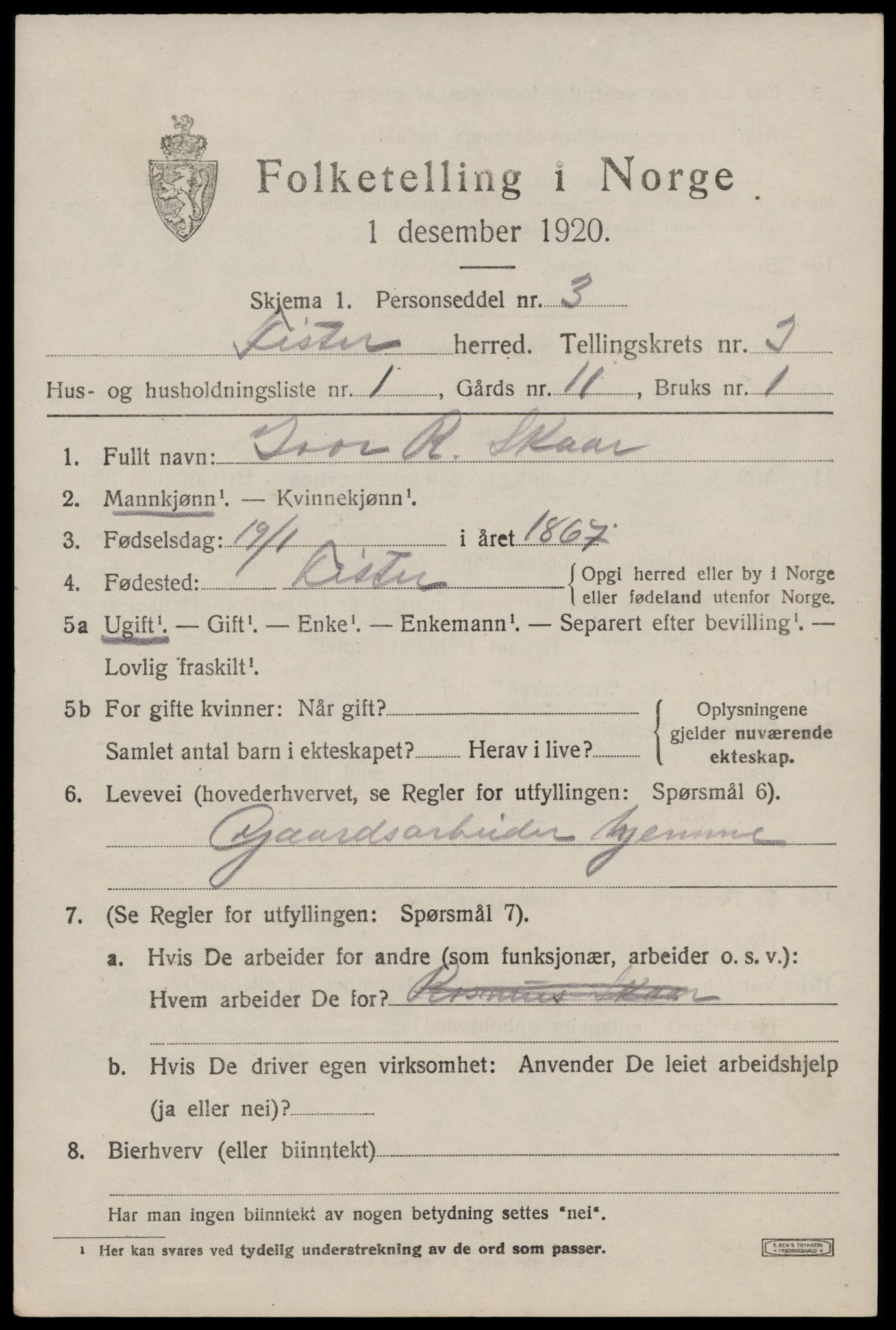 SAST, 1920 census for Fister, 1920, p. 931