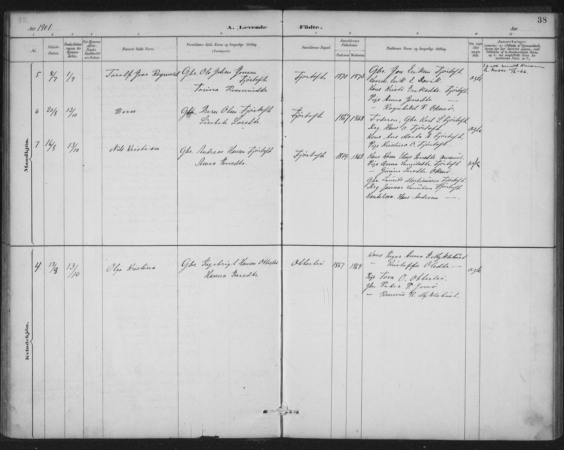 Ministerialprotokoller, klokkerbøker og fødselsregistre - Møre og Romsdal, AV/SAT-A-1454/538/L0522: Parish register (official) no. 538A01, 1884-1913, p. 38