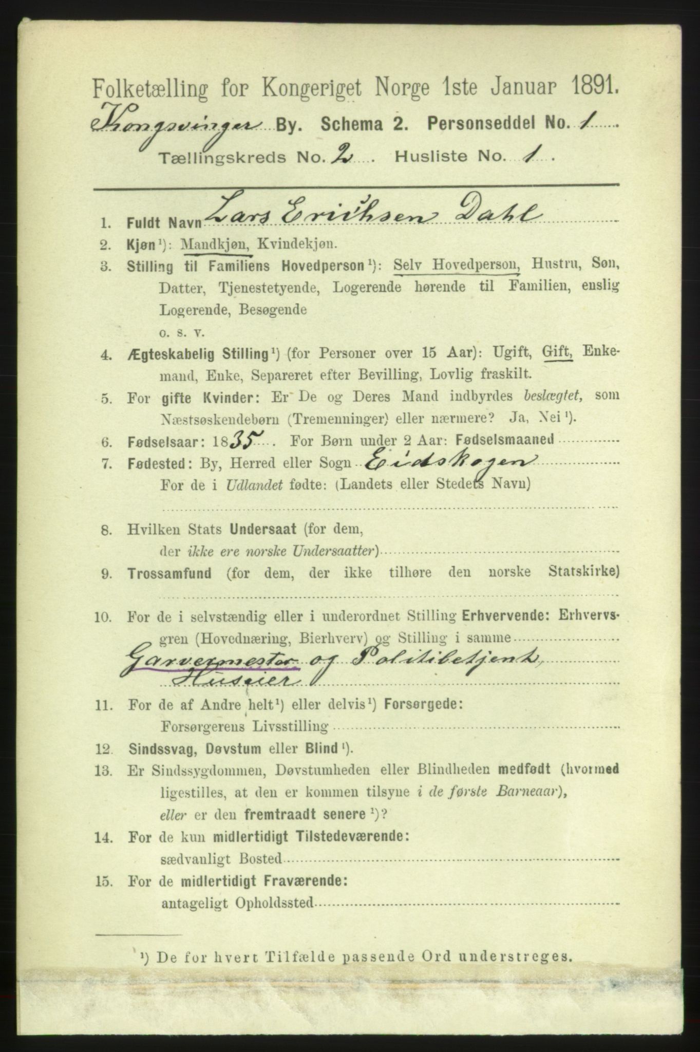 RA, 1891 census for 0402 Kongsvinger, 1891, p. 791