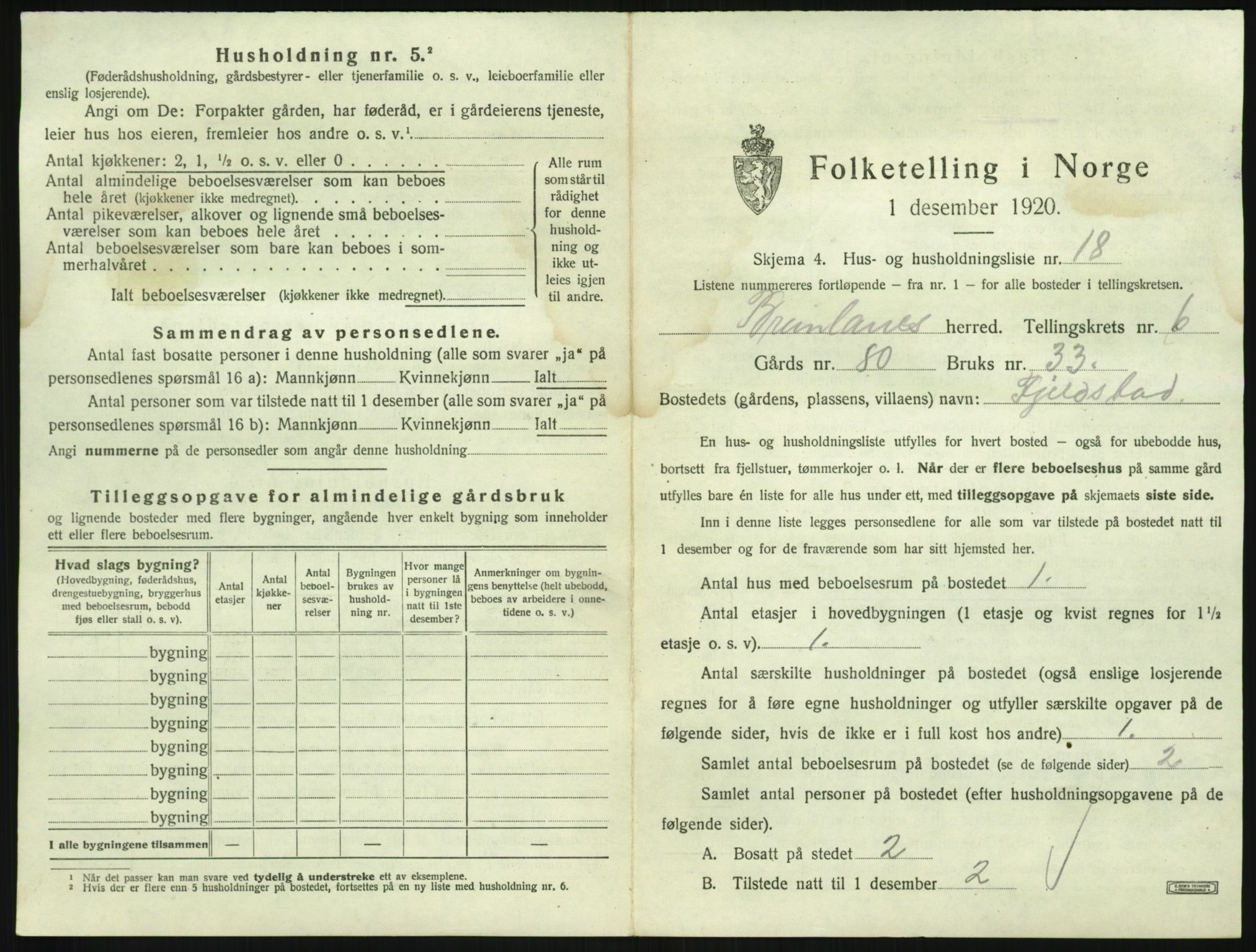 SAKO, 1920 census for Brunlanes, 1920, p. 899