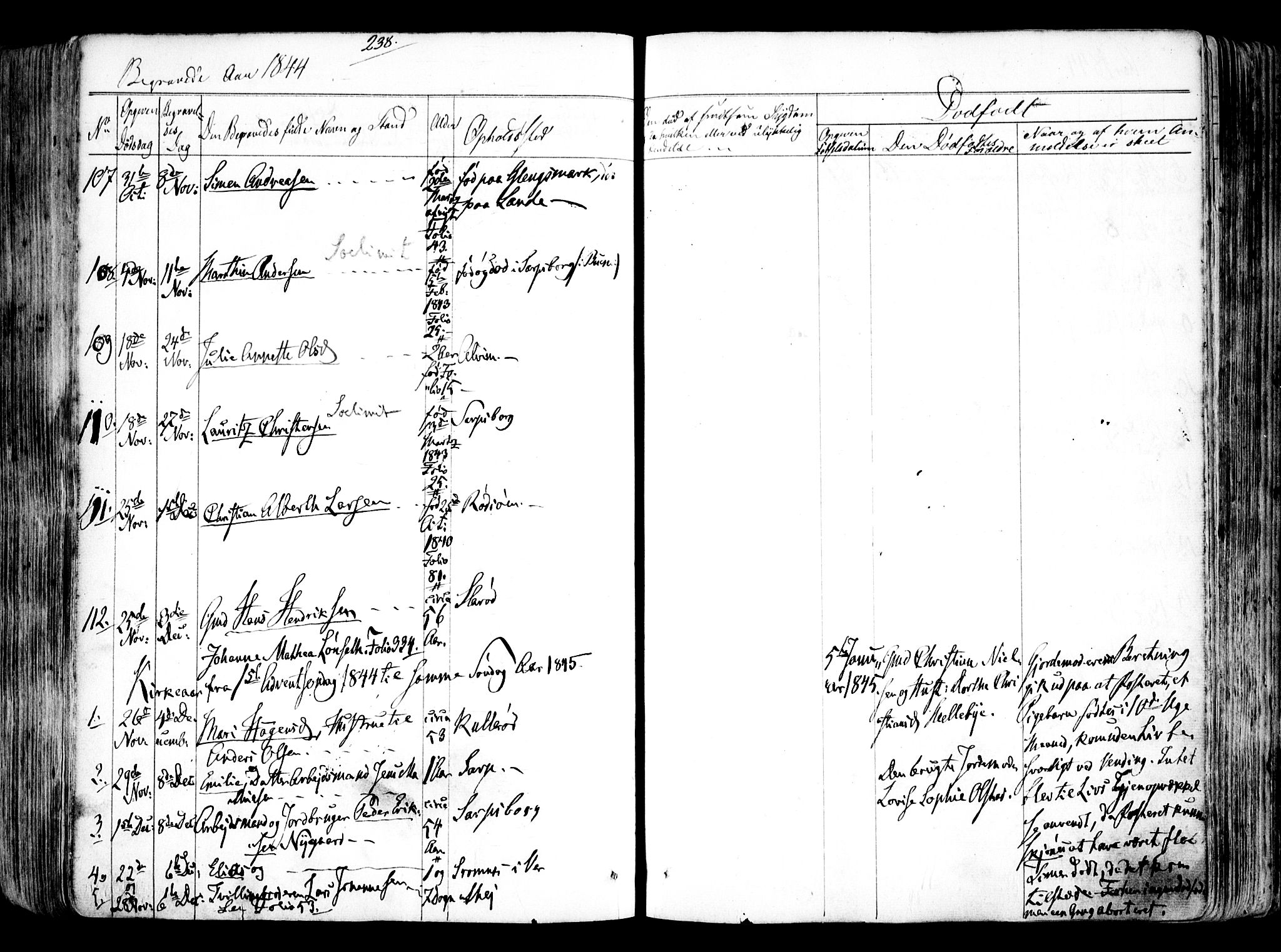Tune prestekontor Kirkebøker, SAO/A-2007/F/Fa/L0009: Parish register (official) no. 9, 1842-1846, p. 238