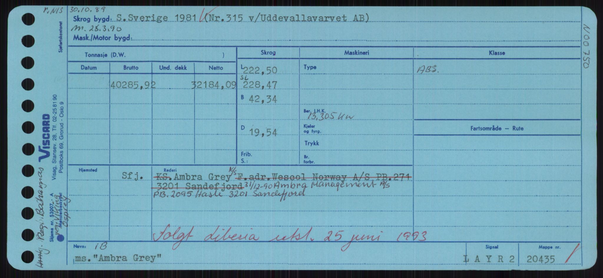 Sjøfartsdirektoratet med forløpere, Skipsmålingen, RA/S-1627/H/Hd/L0001: Fartøy, A-Anv, p. 461