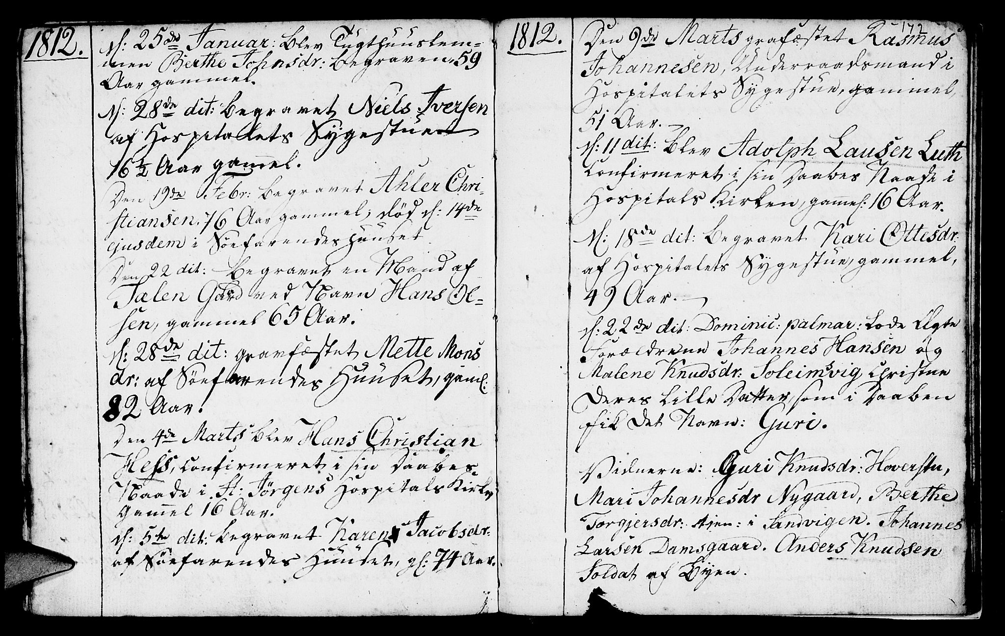 St. Jørgens hospital og Årstad sokneprestembete, AV/SAB-A-99934: Parish register (official) no. A 2, 1766-1814, p. 172