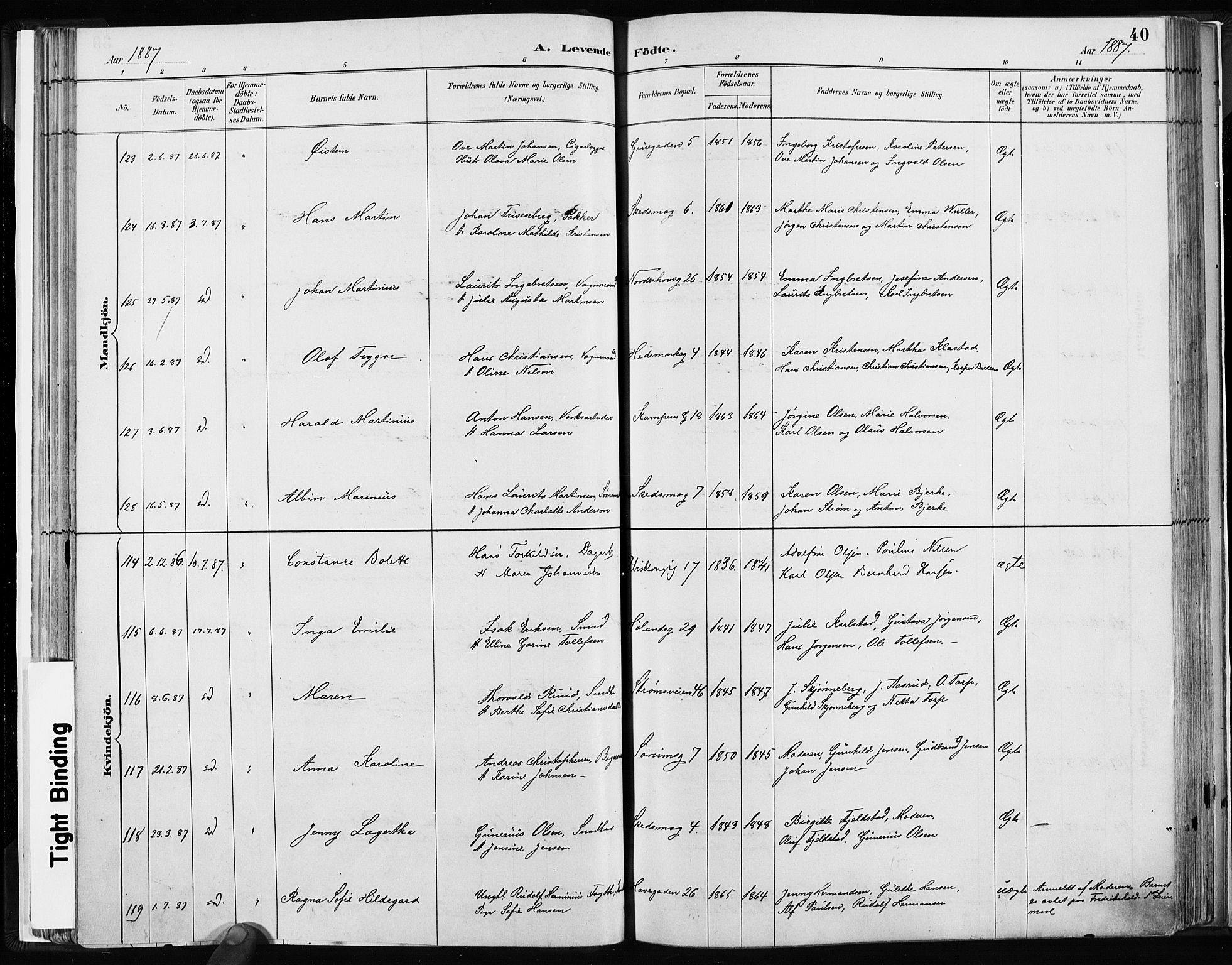 Kampen prestekontor Kirkebøker, SAO/A-10853/F/Fa/L0003: Parish register (official) no. I 3, 1886-1892, p. 40