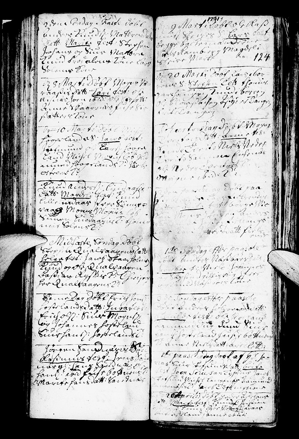 Lindås Sokneprestembete, SAB/A-76701/H/Haa: Parish register (official) no. A 1, 1699-1746, p. 124
