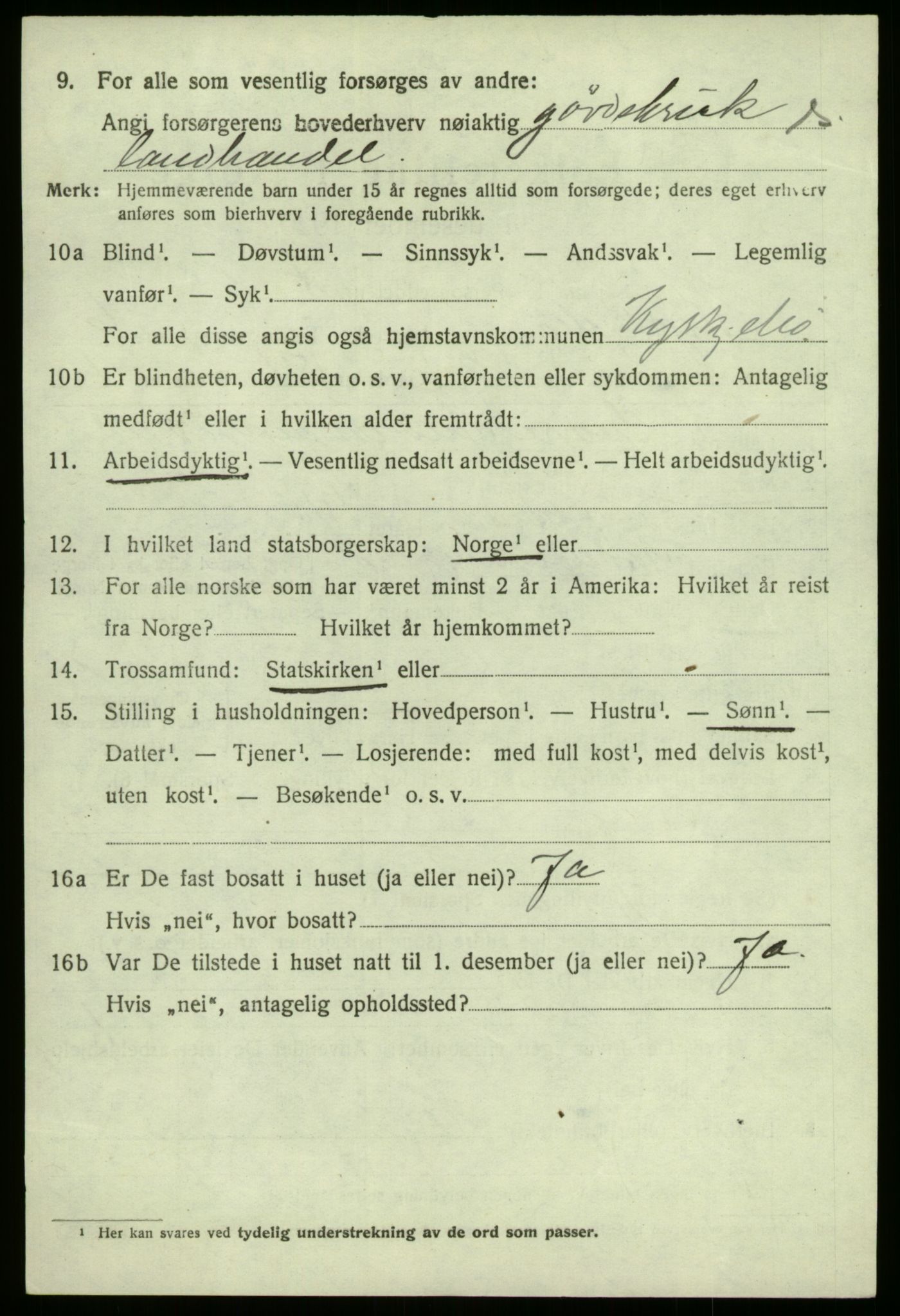 SAB, 1920 census for Kyrkjebø, 1920, p. 3448