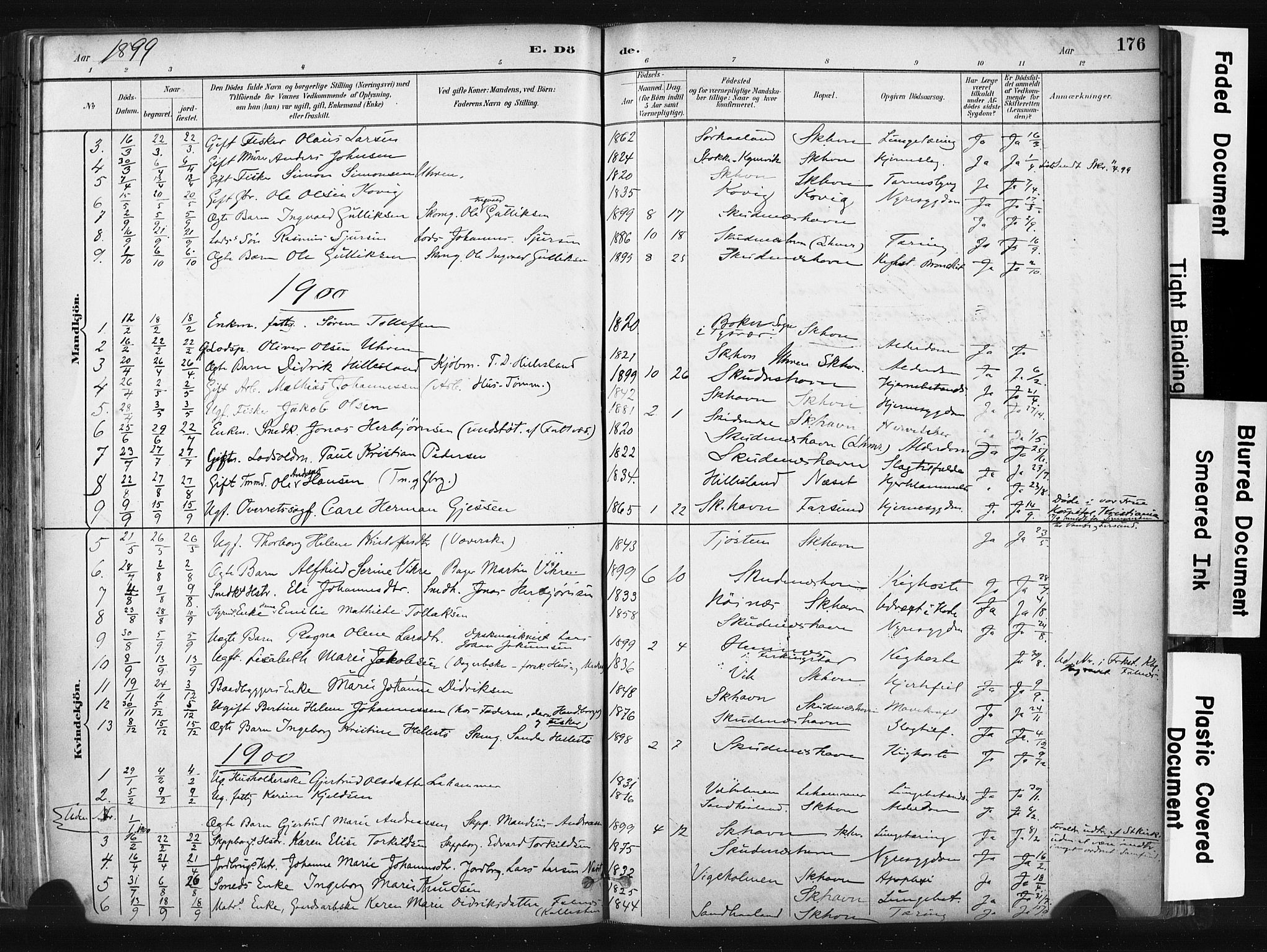 Skudenes sokneprestkontor, AV/SAST-A -101849/H/Ha/Haa/L0008: Parish register (official) no. A 5, 1882-1912, p. 176