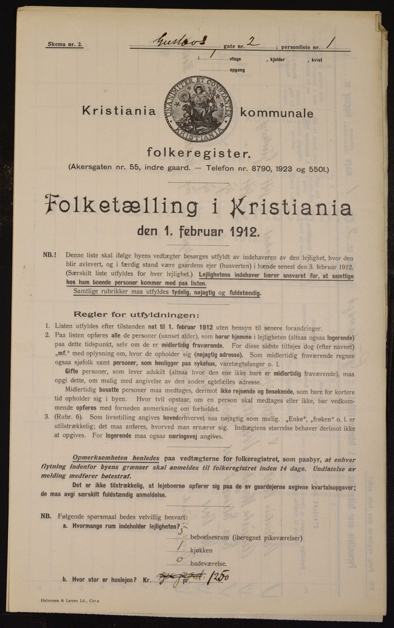 OBA, Municipal Census 1912 for Kristiania, 1912, p. 32454