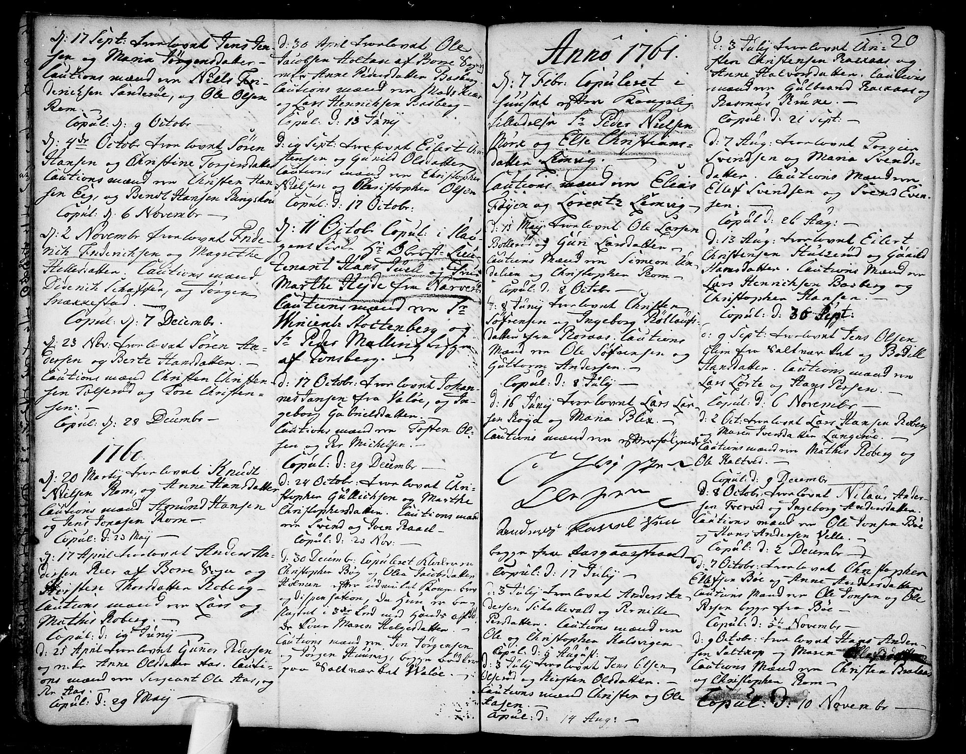 Sem kirkebøker, SAKO/A-5/F/Fb/L0001: Parish register (official) no. II 1, 1702-1764, p. 20