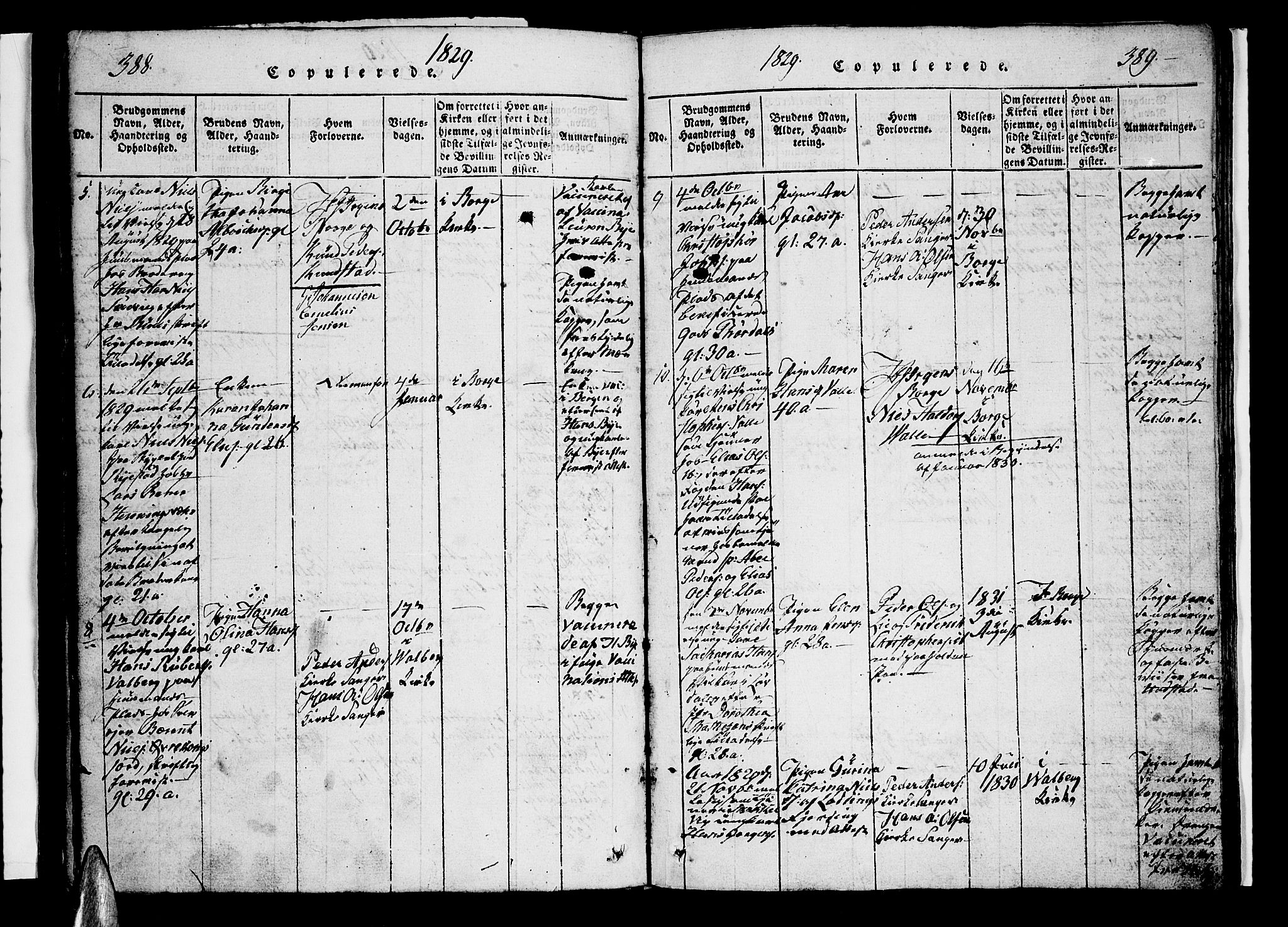 Ministerialprotokoller, klokkerbøker og fødselsregistre - Nordland, SAT/A-1459/880/L1130: Parish register (official) no. 880A04, 1821-1843, p. 388-389