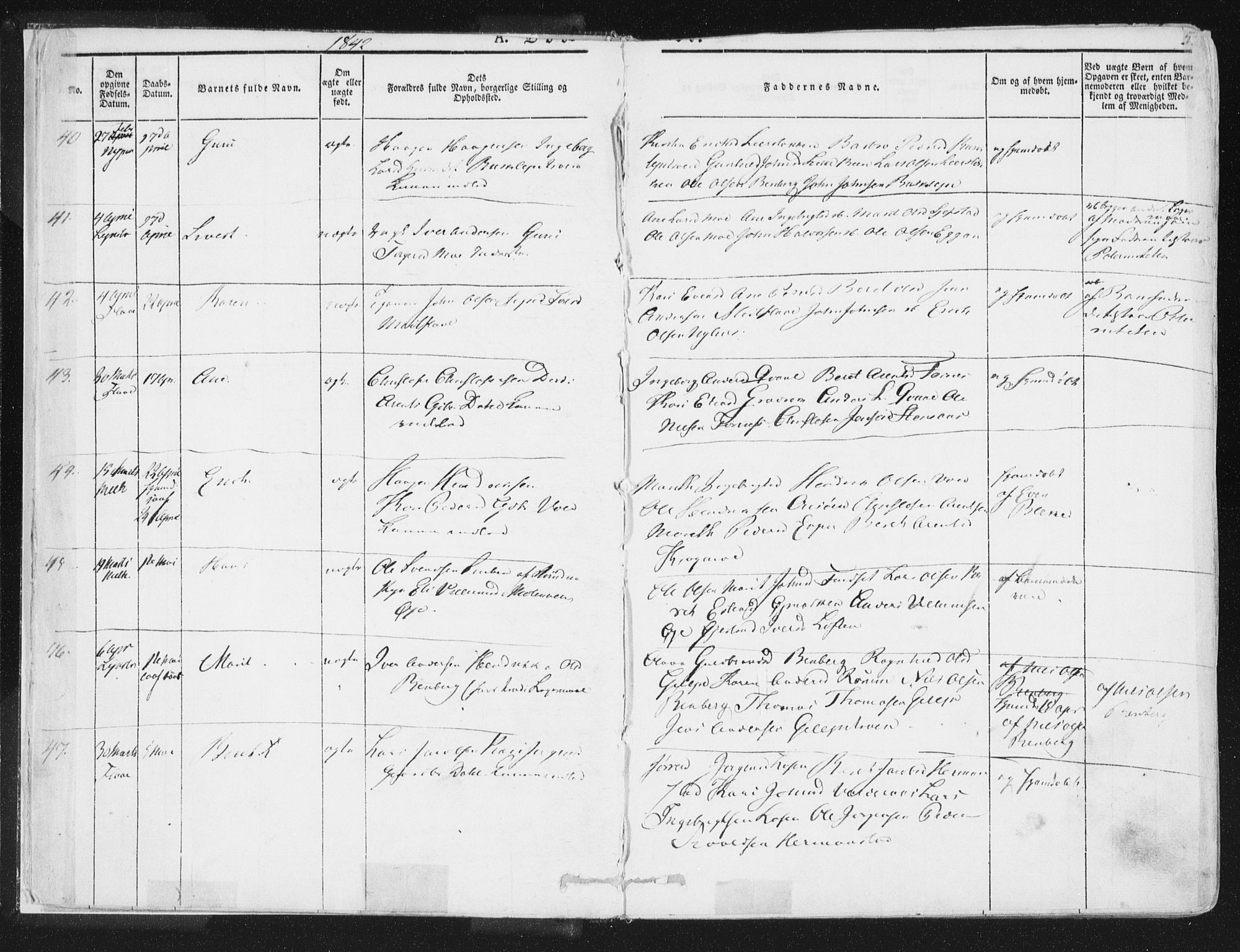 Ministerialprotokoller, klokkerbøker og fødselsregistre - Sør-Trøndelag, AV/SAT-A-1456/691/L1074: Parish register (official) no. 691A06, 1842-1852, p. 5