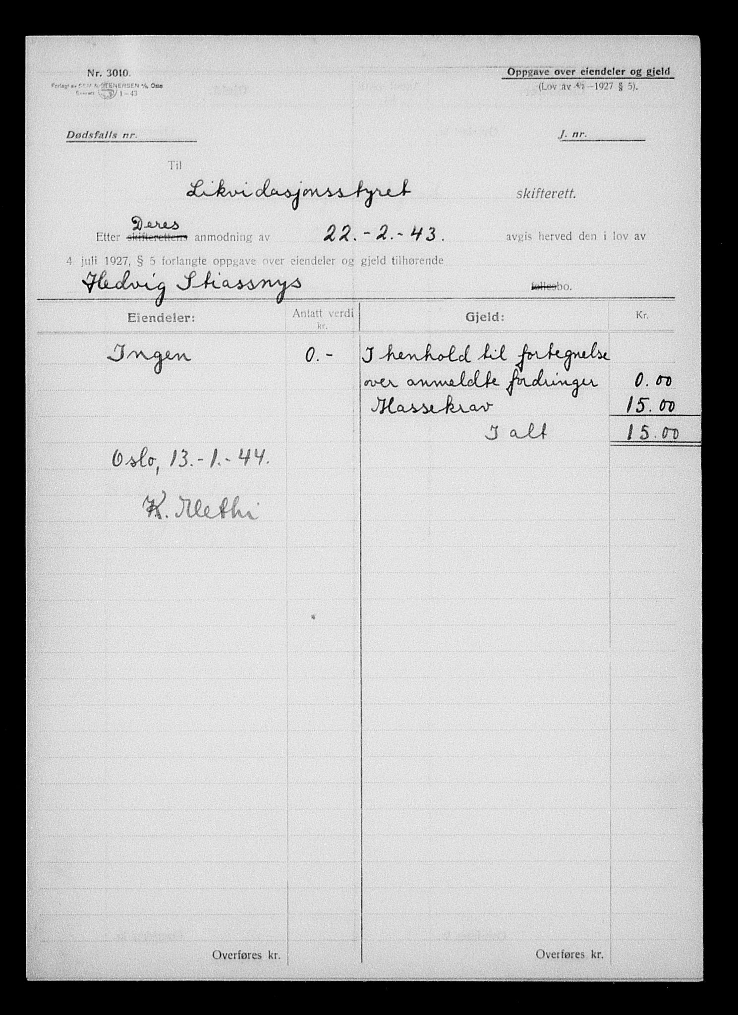 Justisdepartementet, Tilbakeføringskontoret for inndratte formuer, AV/RA-S-1564/H/Hc/Hcc/L0983: --, 1945-1947, p. 256