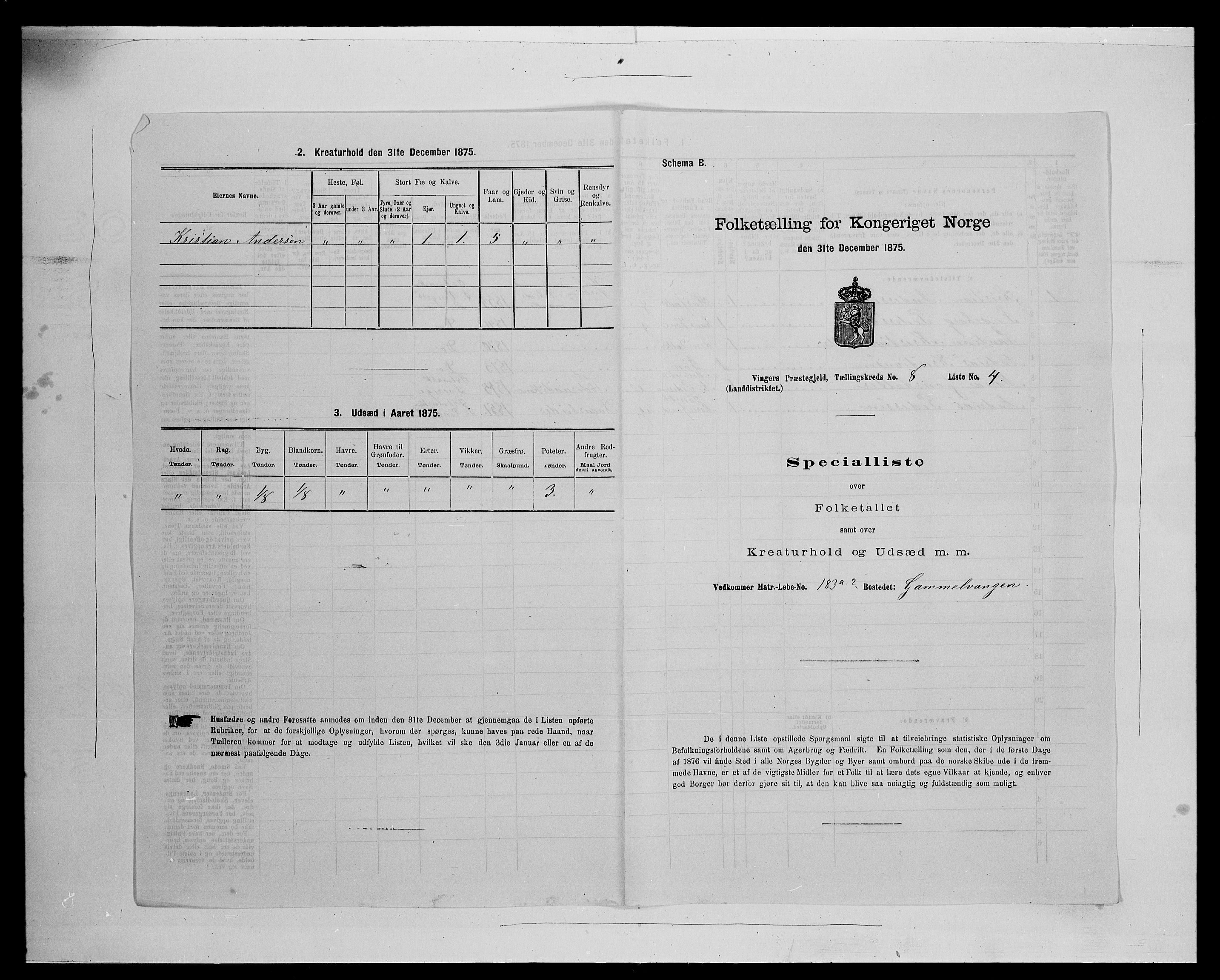 SAH, 1875 census for 0421L Vinger/Vinger og Austmarka, 1875, p. 1246